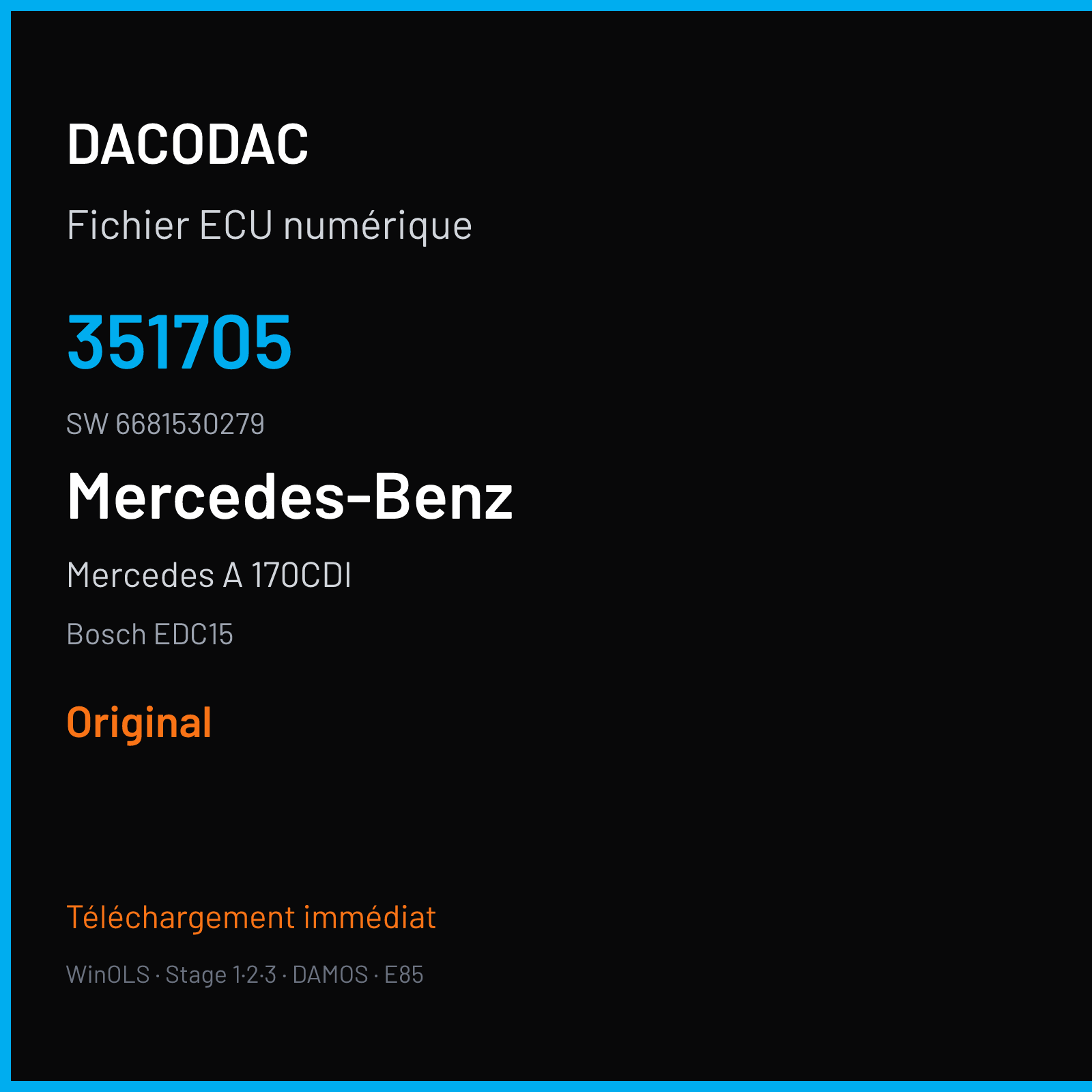 Mercedes A 170CDI 95 ch (2002) — Bosch EDC15 — 351705 · 6681530279 — Original