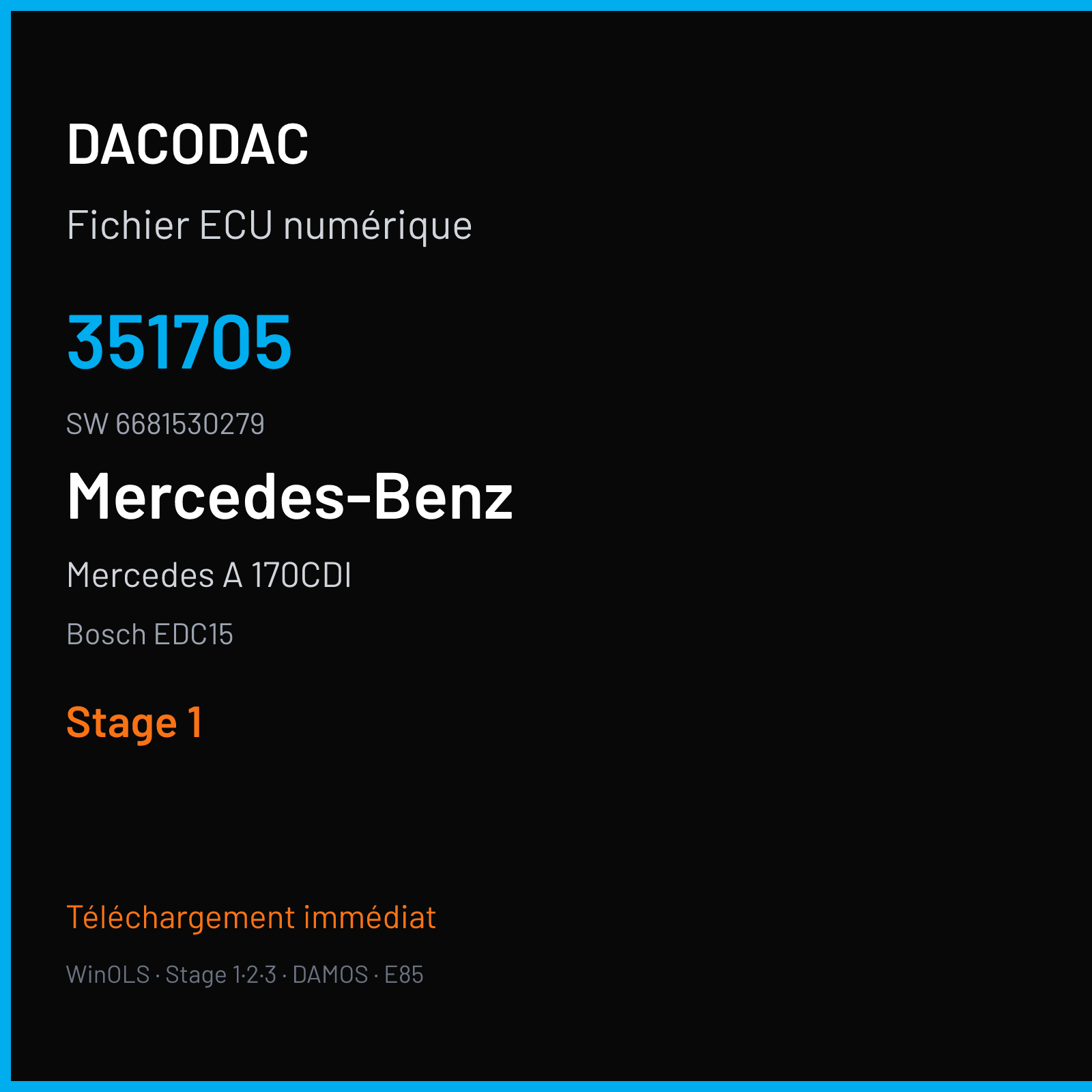 Mercedes A 170CDI 95 ch (2002) — Bosch EDC15 — 351705 · 6681530279 — Stage 1