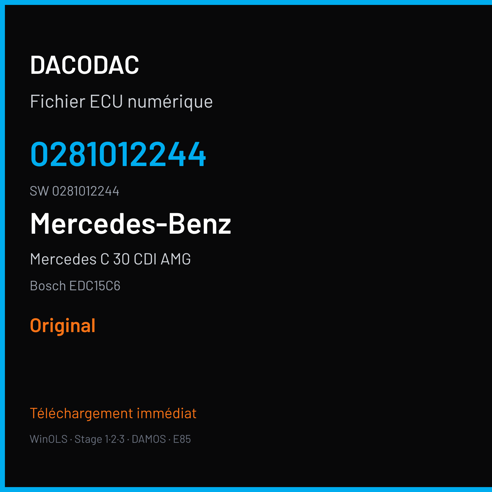 Mercedes C 30 CDI AMG 231 ch (2004) — Bosch EDC15C6 — 0281012244 · 0281012244 · 365326 — Original
