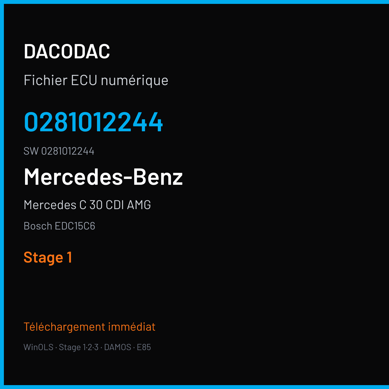 Mercedes C 30 CDI AMG 231 ch (2004) — Bosch EDC15C6 — 0281012244 · 0281012244 · 365326 — Stage 1