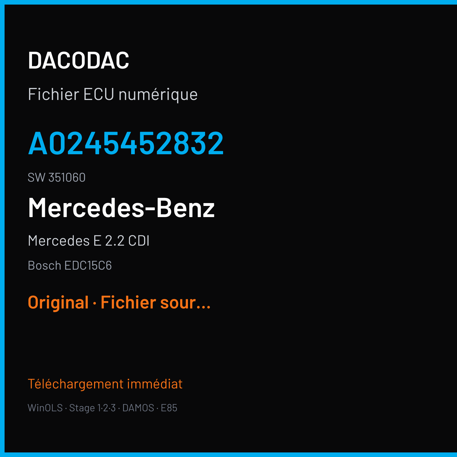 Mercedes E 2.2 CDI (2001) — Bosch EDC15C6 — A0245452832 · 351060 — Original