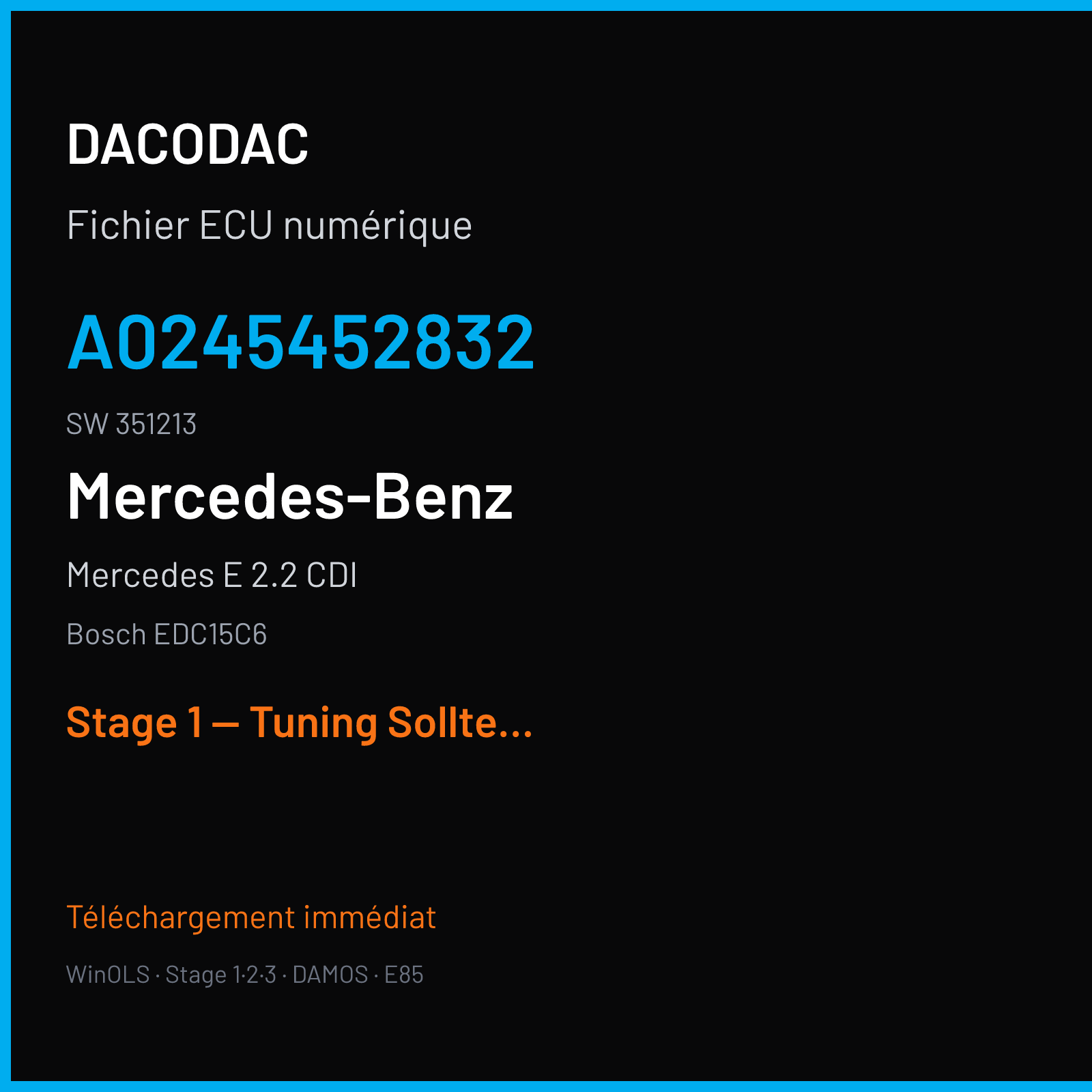 Mercedes E 2.2 CDI (2001) — Bosch EDC15C6 — A0245452832 · 351213 — Stage 1 — Tuning Sollte gut sein