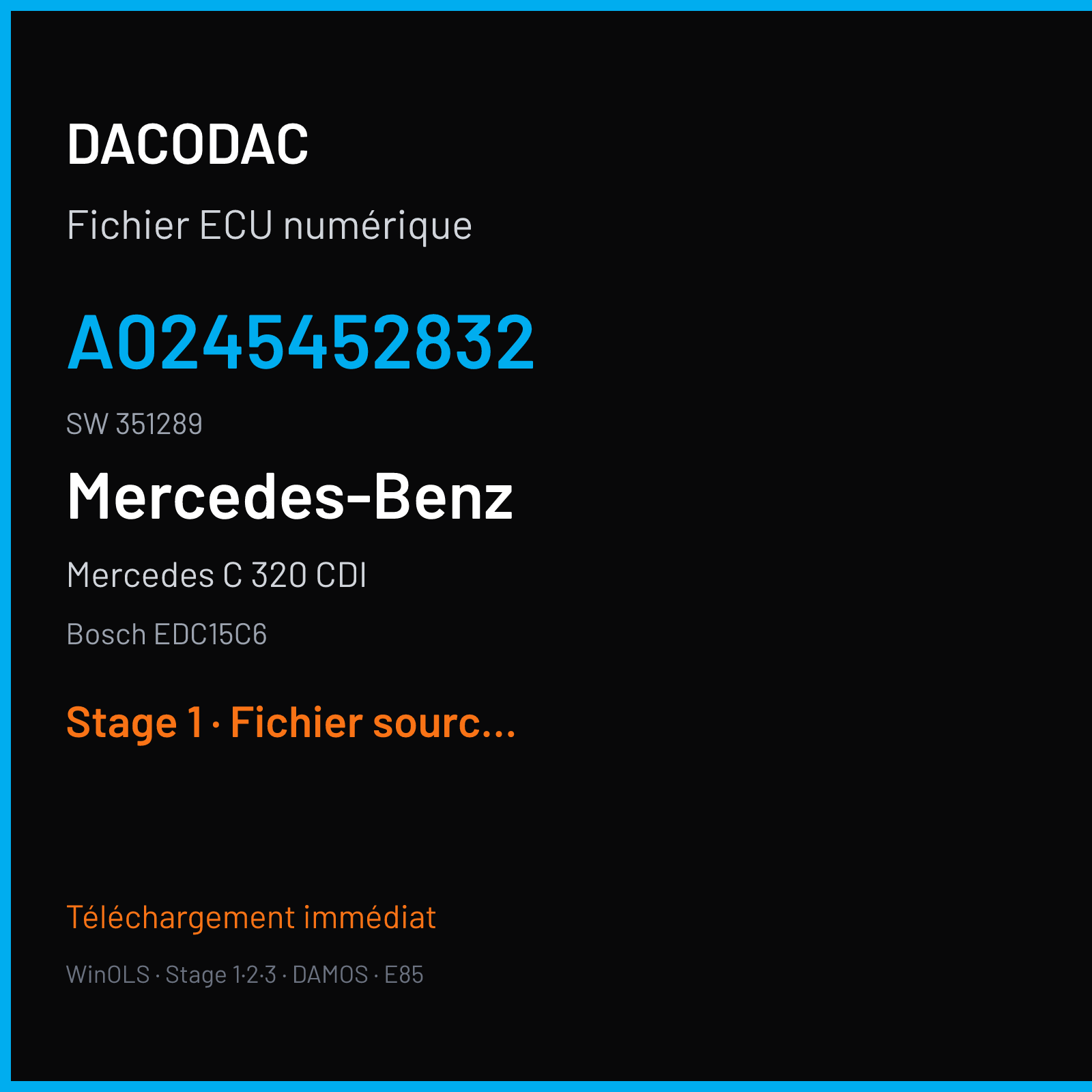 Mercedes C 320 CDI (2001) — Bosch EDC15C6 — A0245452832 · 351289 — Stage 1