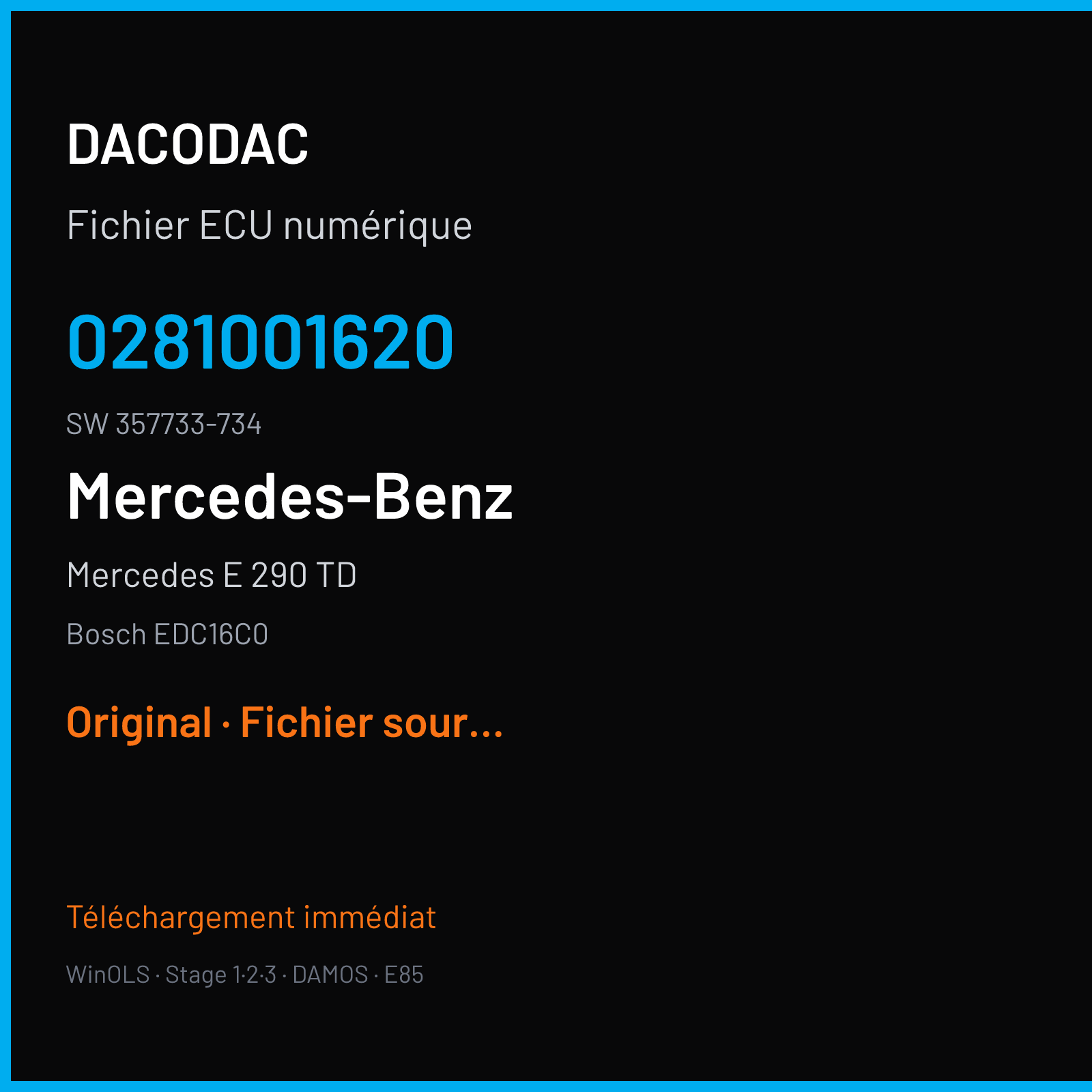 Mercedes E 290 TD (1999) — Bosch EDC16C0 — 0281001620 · 357733-734 — Original