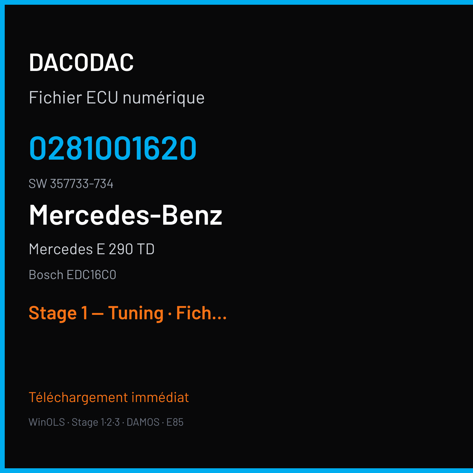 Mercedes E 290 TD (1999) — Bosch EDC16C0 — 0281001620 · 357733-734 — Stage 1 — Tuning