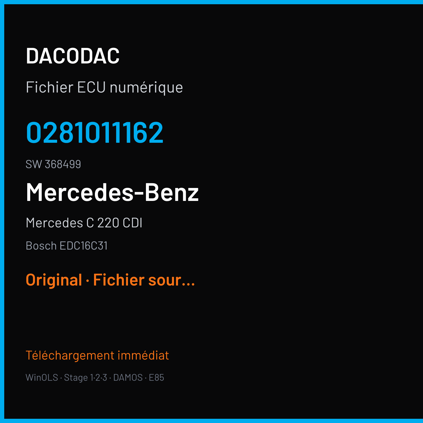 Mercedes C 220 CDI (2004) — Bosch EDC16C31 — 0281011162 · 368499 — Original