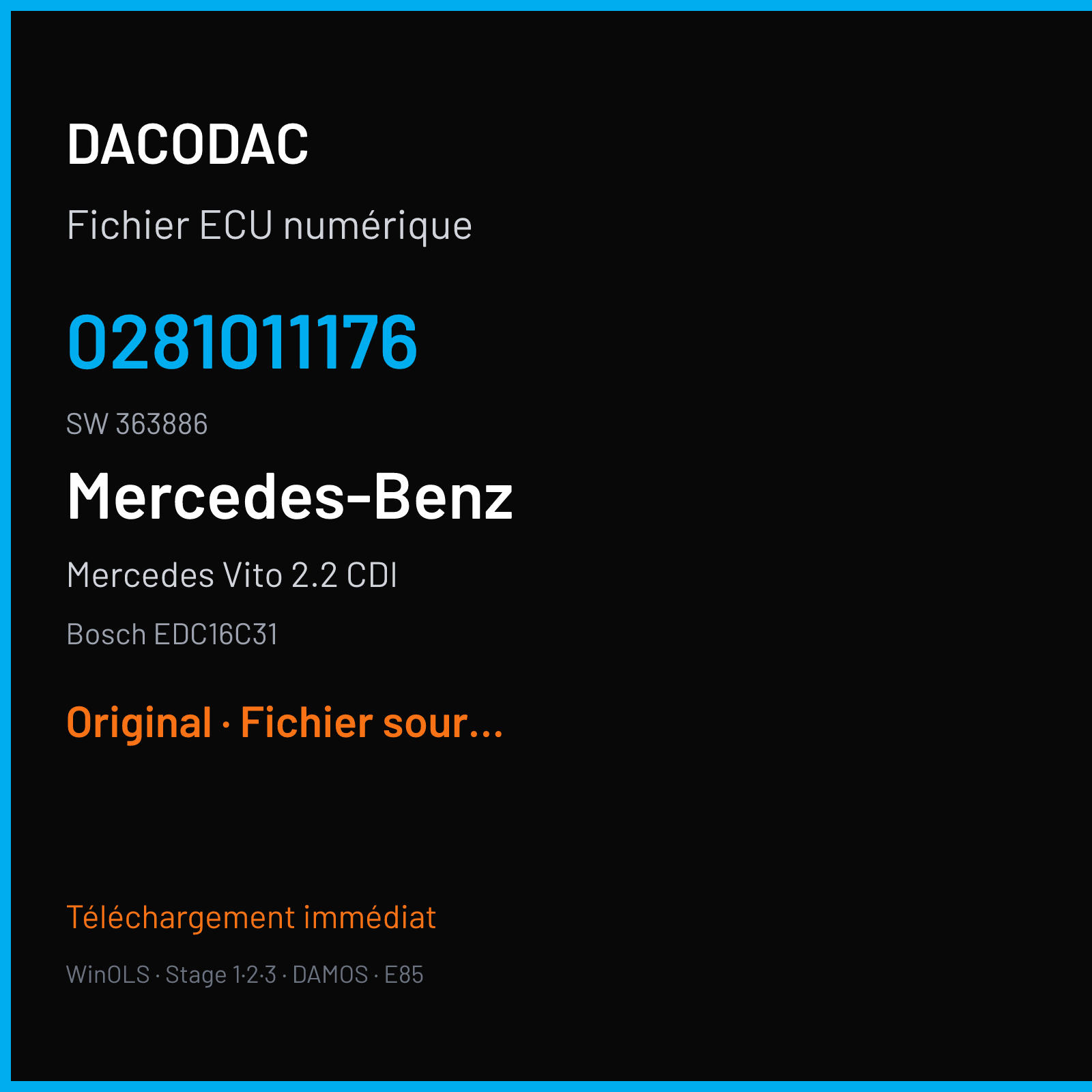 Mercedes Vito 2.2 CDI (2003) — Bosch EDC16C31 — 0281011176 · 363886 — Original