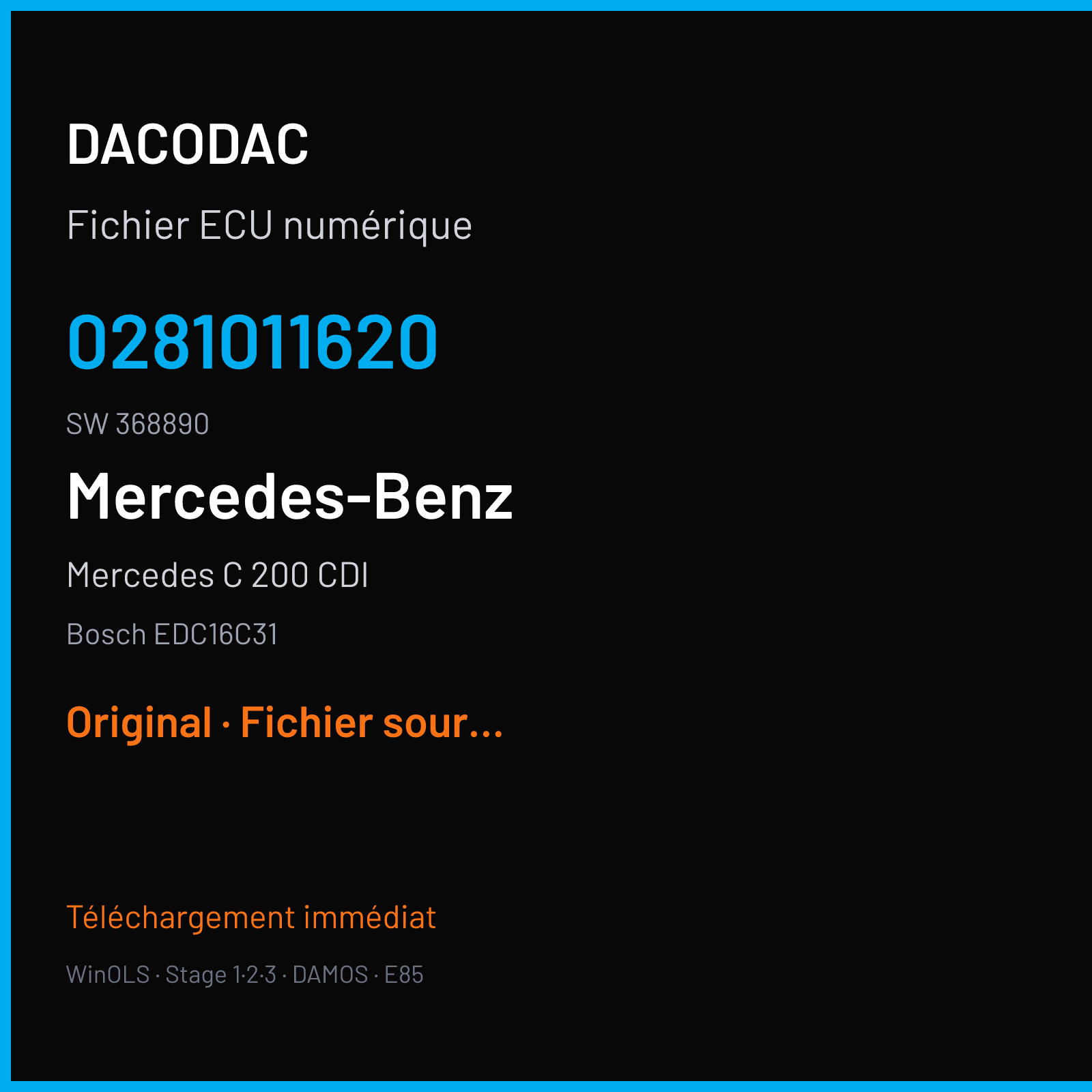 Mercedes C 200 CDI (2003) — Bosch EDC16C31 — 0281011620 · 368890 — Original