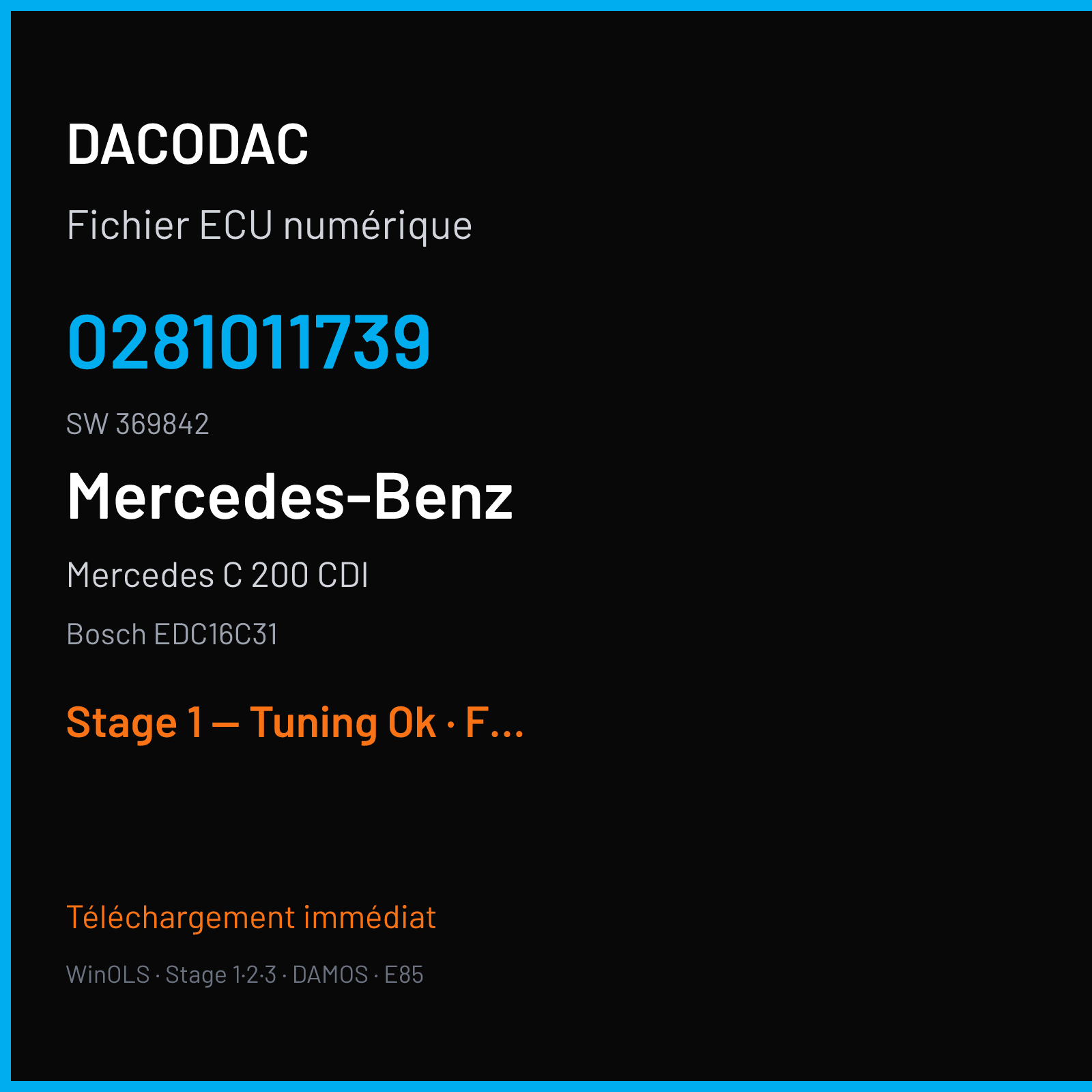 Mercedes C 200 CDI (2004) — Bosch EDC16C31 — 0281011739 · 369842 — Stage 1 — Tuning Ok