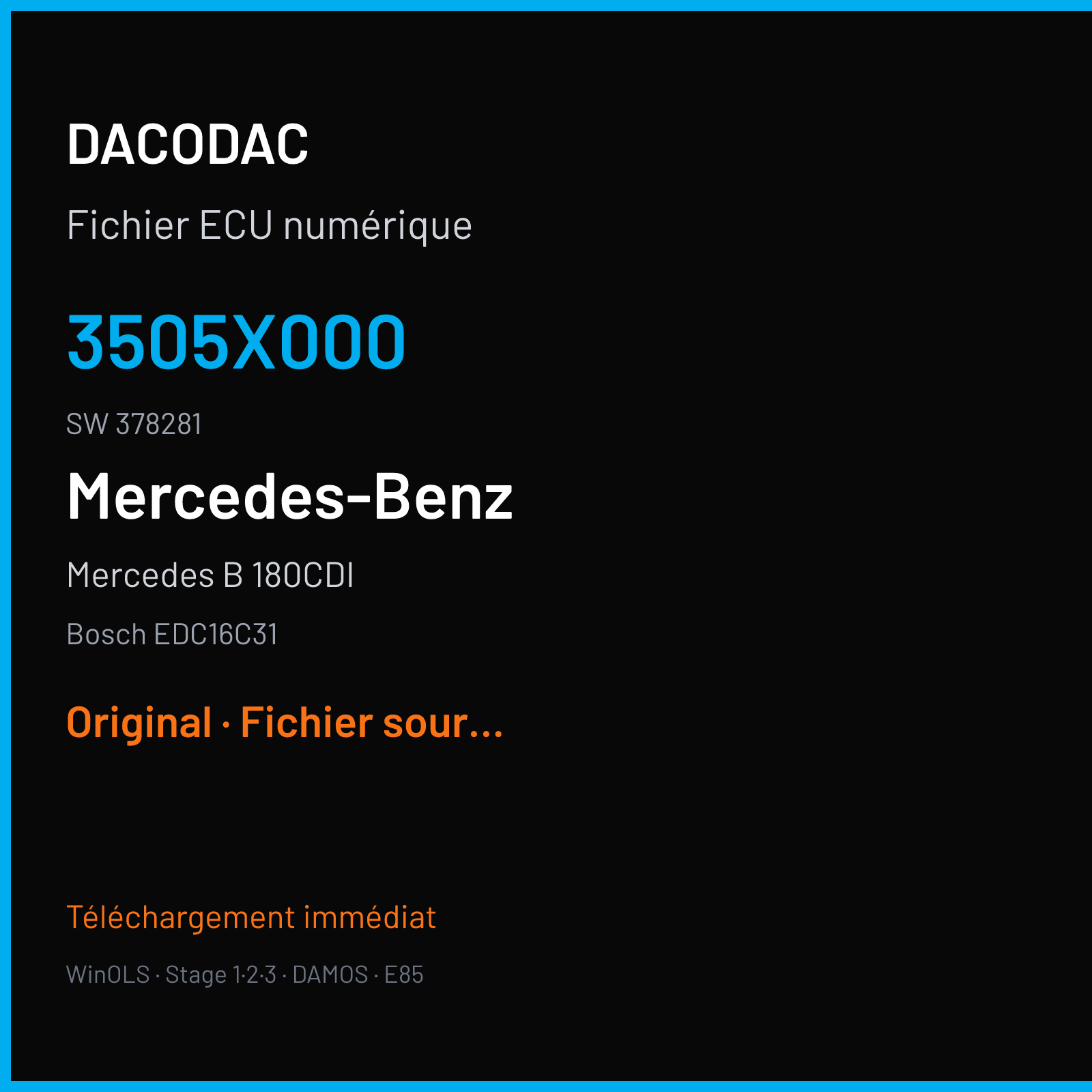 Mercedes B 180CDI (2006) — Bosch EDC16C31 — 3505x000 · 378281 — Original