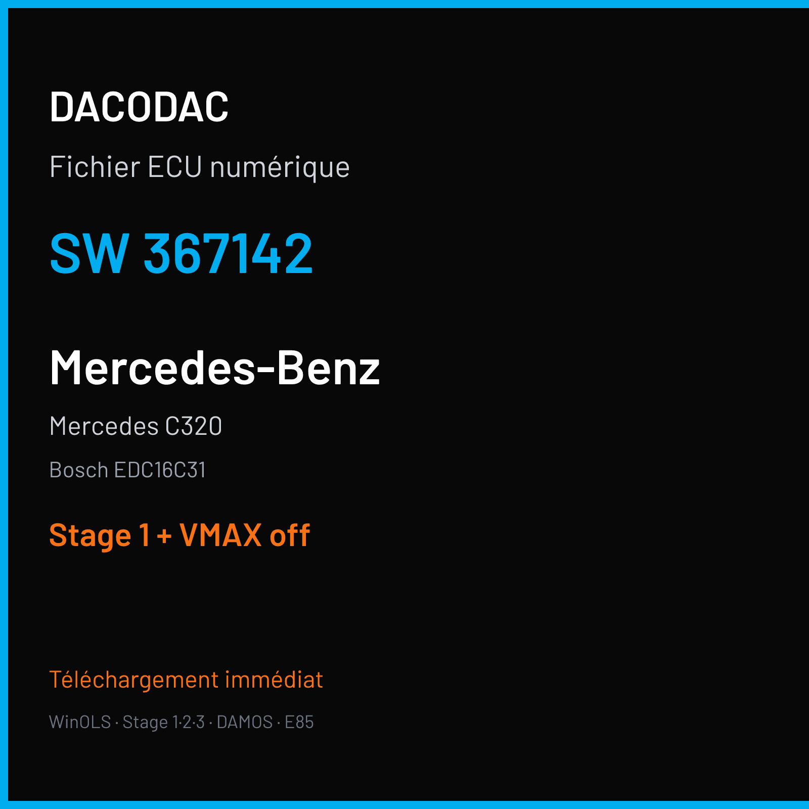 Mercedes C320 (2015) — Bosch EDC16C31 — 367142 — Stage 1 + VMAX off