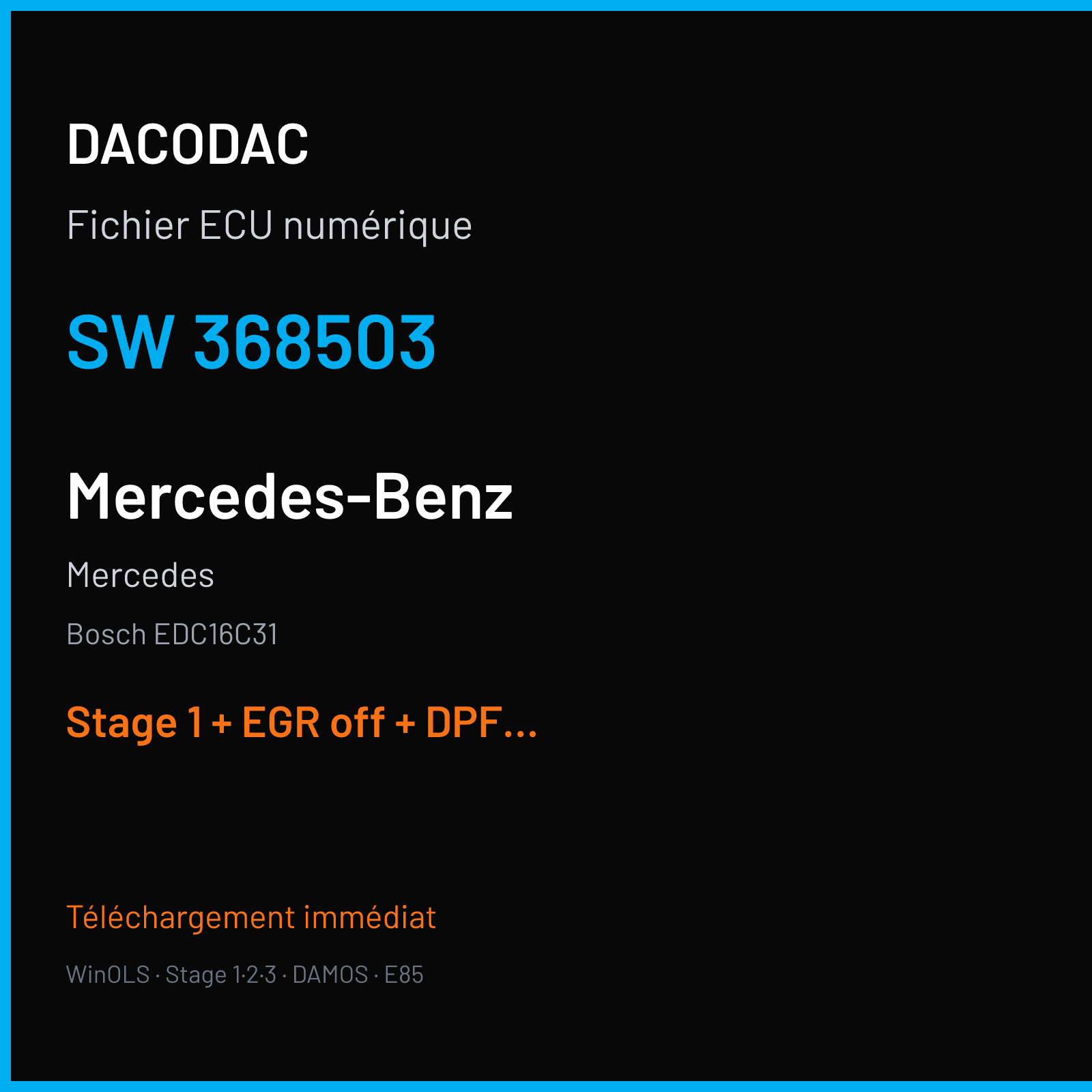 Mercedes (2004) — Bosch EDC16C31 — 368503 — Stage 1 + EGR off + DPF off