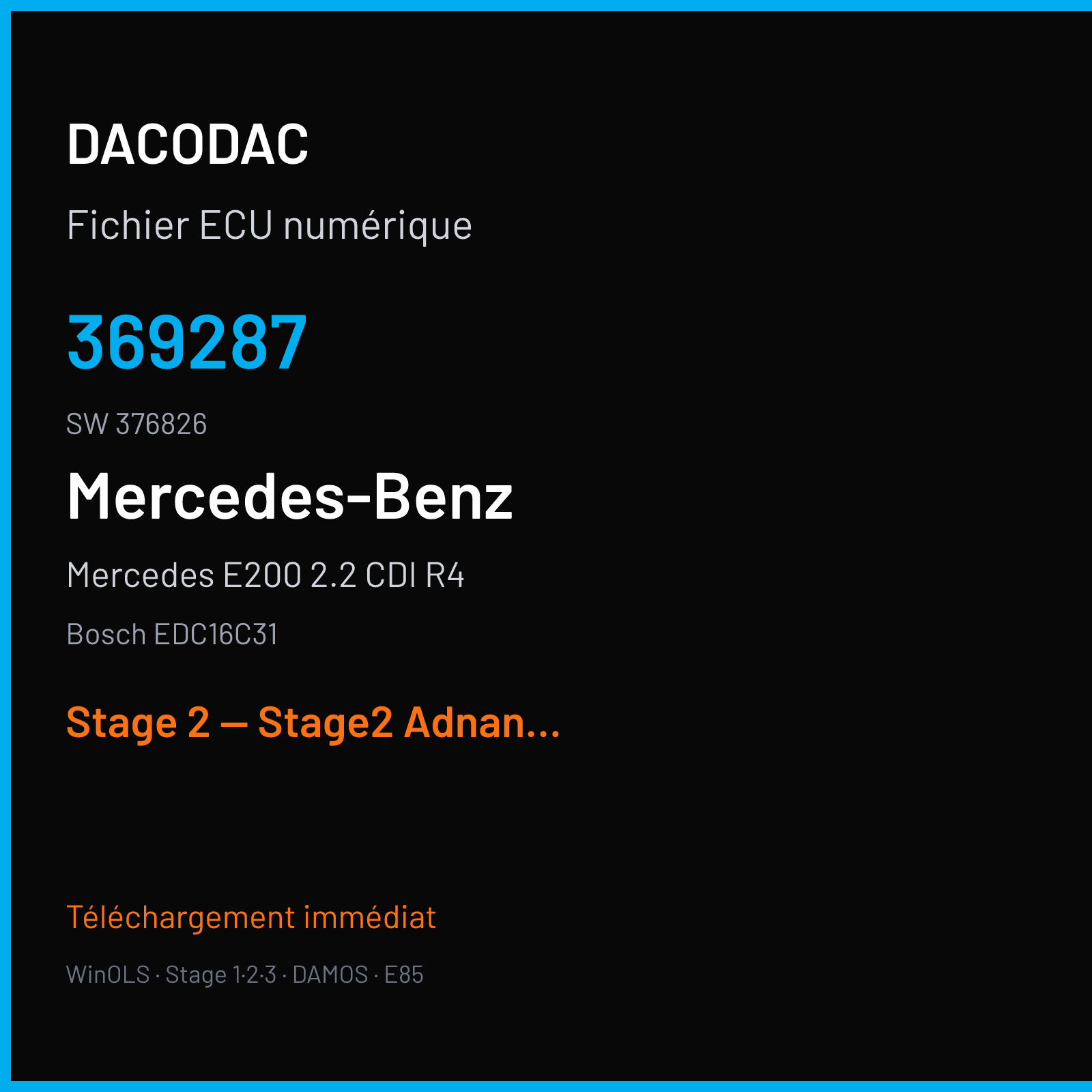 Mercedes E200 2.2 CDI R4 (2004) — Bosch EDC16C31 — 369287 · 376826 — Stage 2 — Stage2 Adnan Cigdem diese verbaut