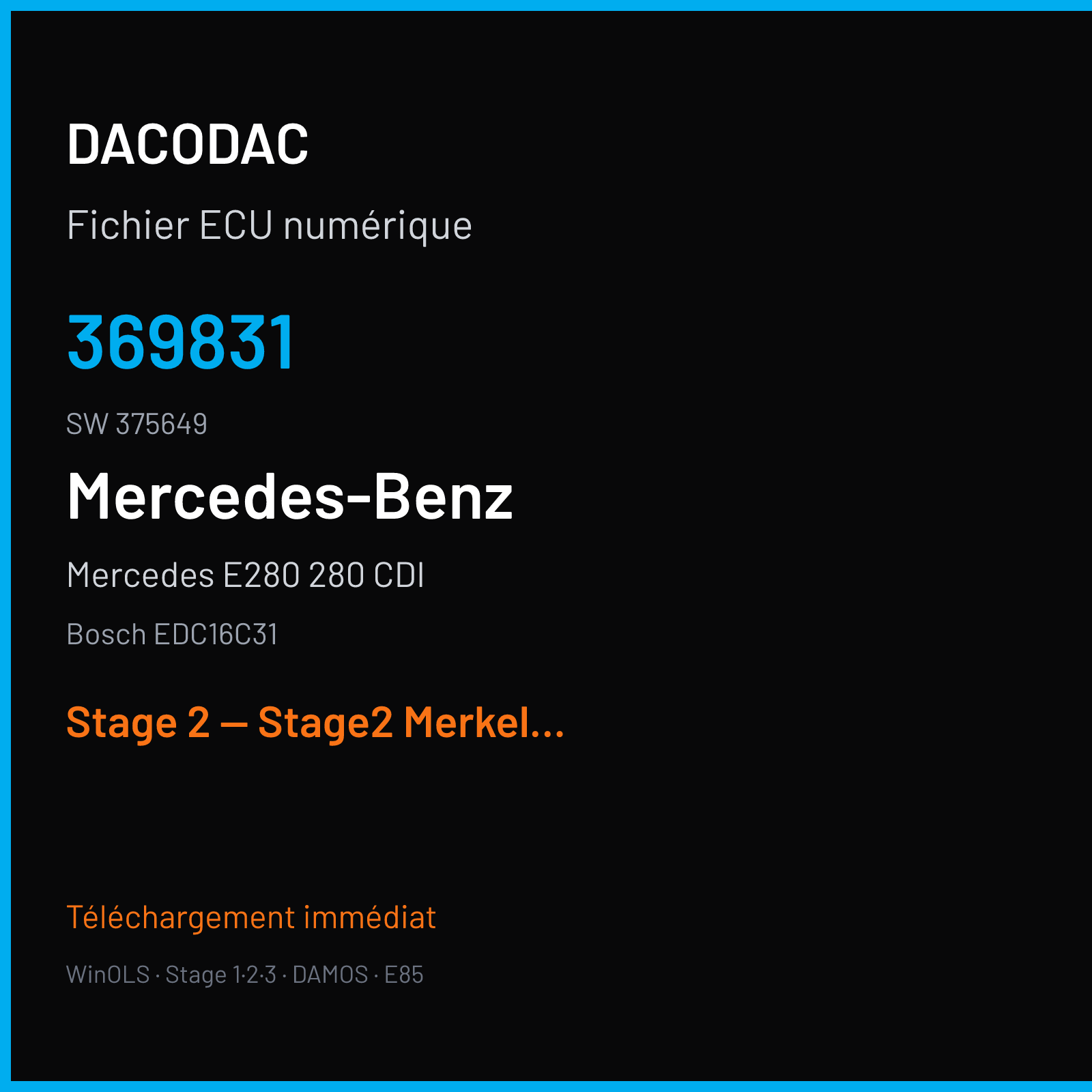 Mercedes E280 280 CDI (2005) — Bosch EDC16C31 — 369831 · 375649 — Stage 2 — Stage2 Merkel Tuning SM6 VMax Plus