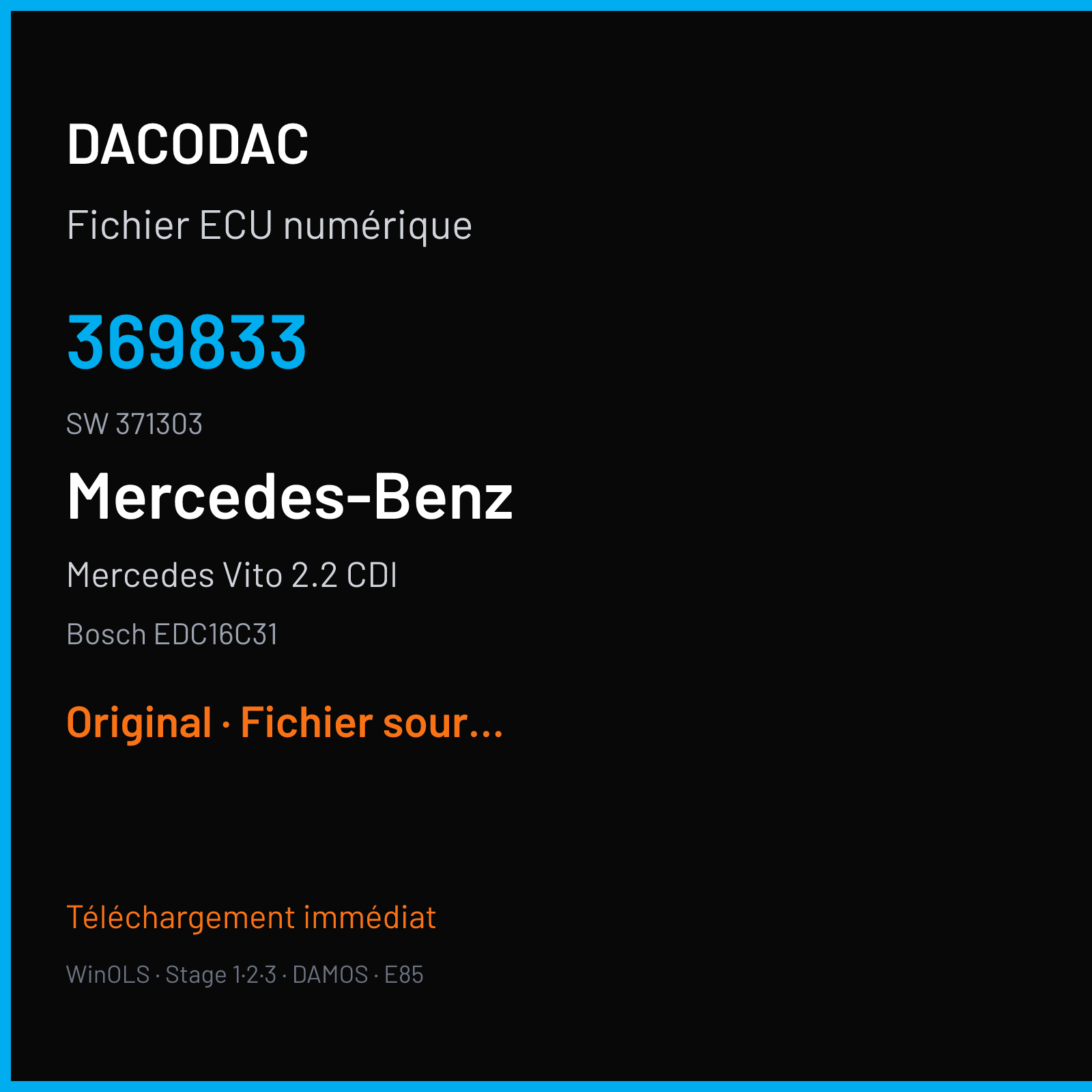 Mercedes Vito 2.2 CDI (2004) — Bosch EDC16C31 — 369833 · 371303 — Original