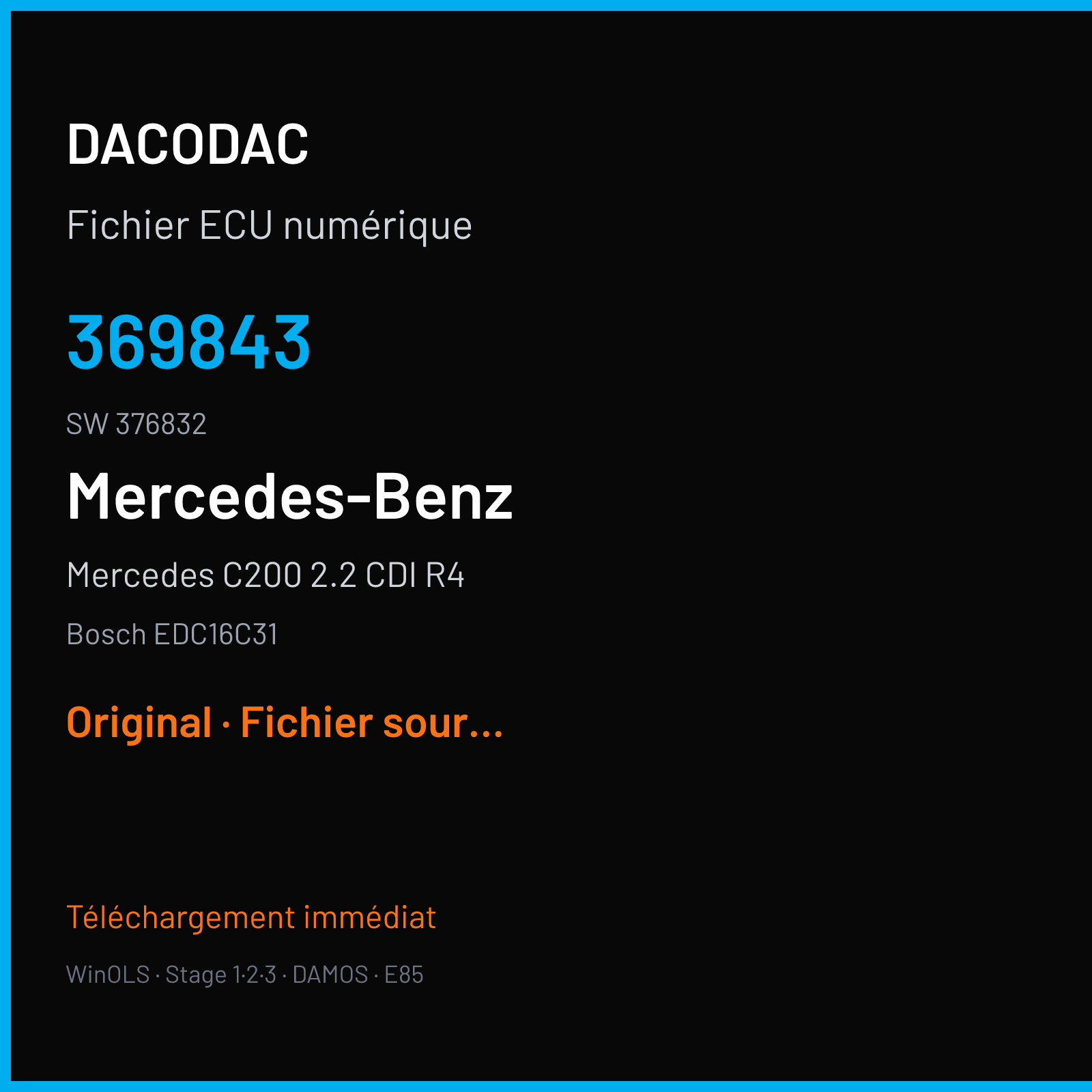 Mercedes C200 2.2 CDI R4 (2004) — Bosch EDC16C31 — 369843 · 376832 — Original