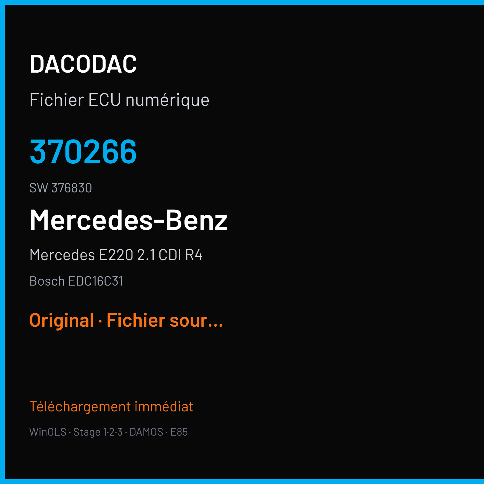 Mercedes E220 2.1 CDI R4 — Bosch EDC16C31 — 370266 · 376830 — Original