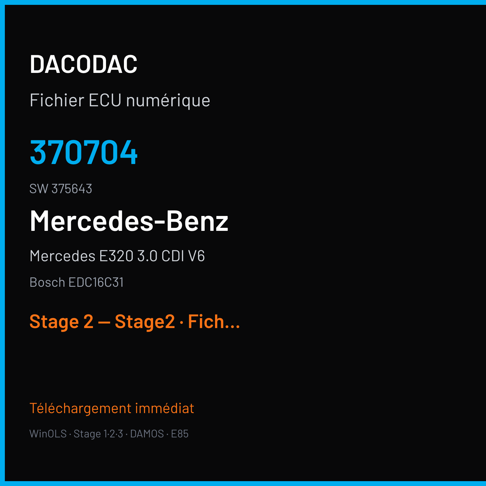 Mercedes E320 3.0 CDI V6 (2004) — Bosch EDC16C31 — 370704 · 375643 — Stage 2 — Stage2