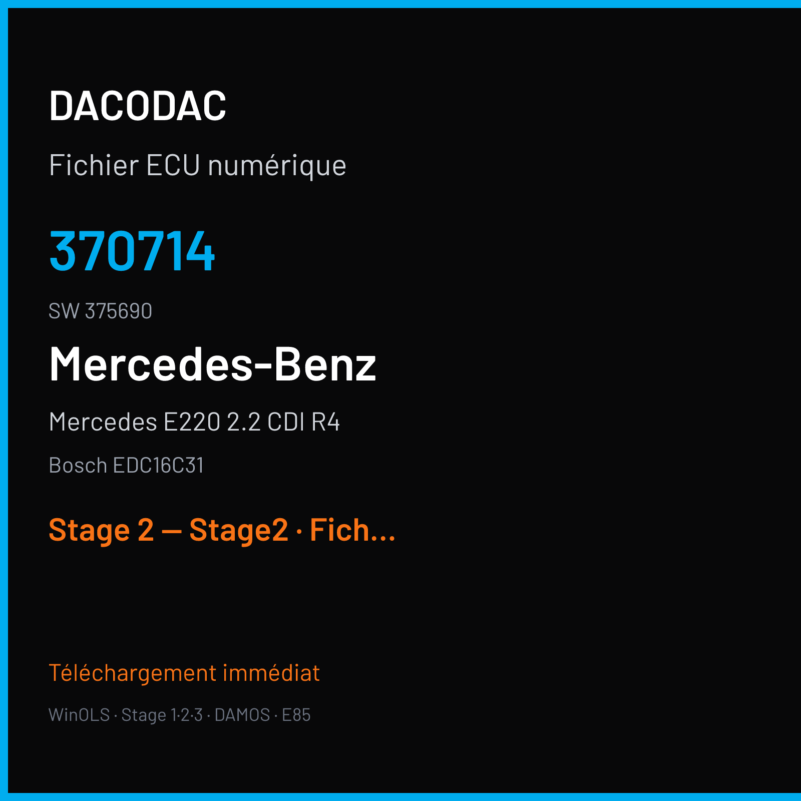 Mercedes E220 2.2 CDI R4 (2004) — Bosch EDC16C31 — 370714 · 375690 — Stage 2 — Stage2