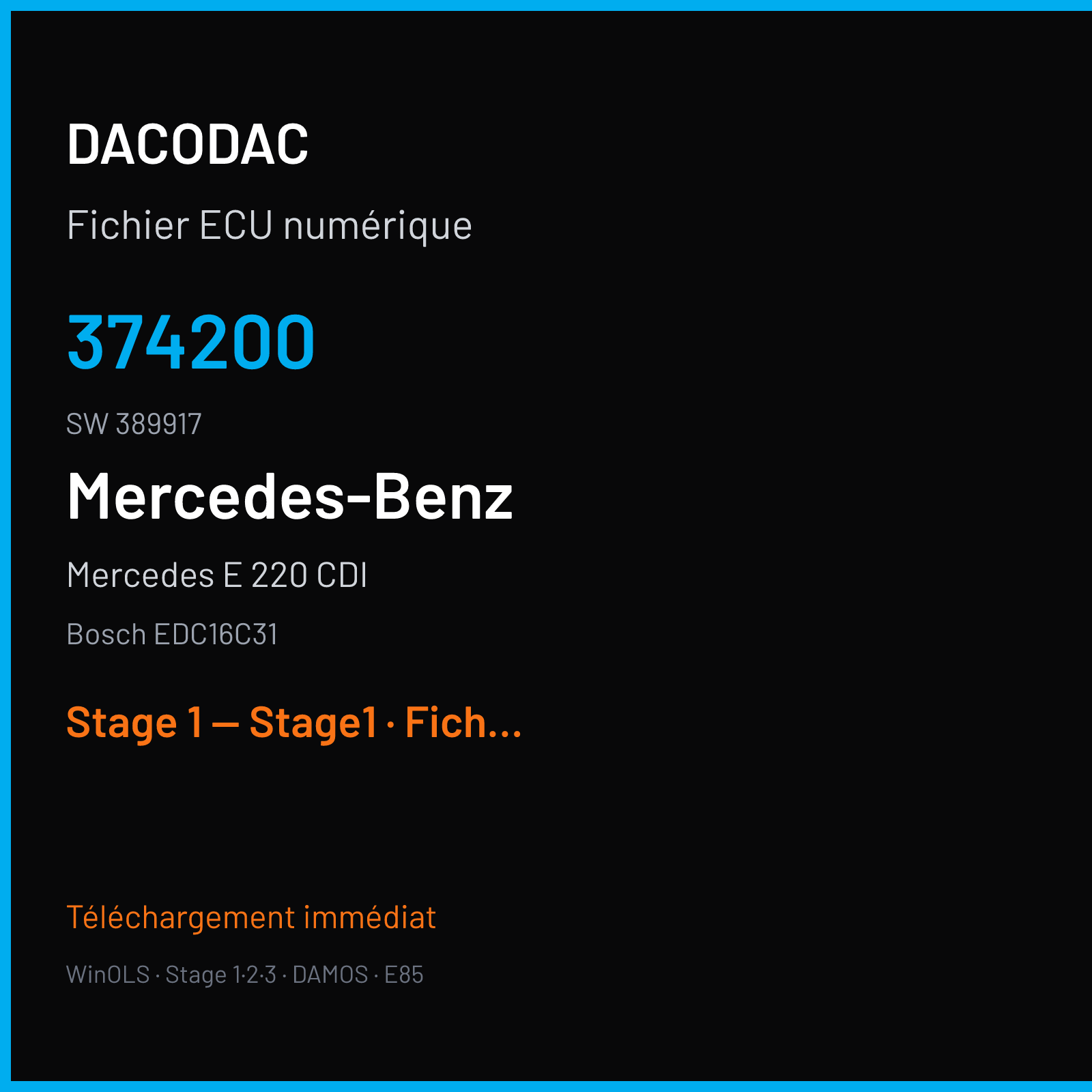 Mercedes E 220 CDI (2005) — Bosch EDC16C31 — 374200 · 389917 — Stage 1 — Stage1