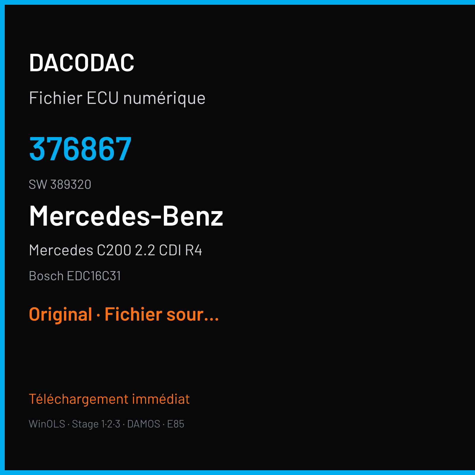 Mercedes C200 2.2 CDI R4 (2004) — Bosch EDC16C31 — 376867 · 389320 — Original