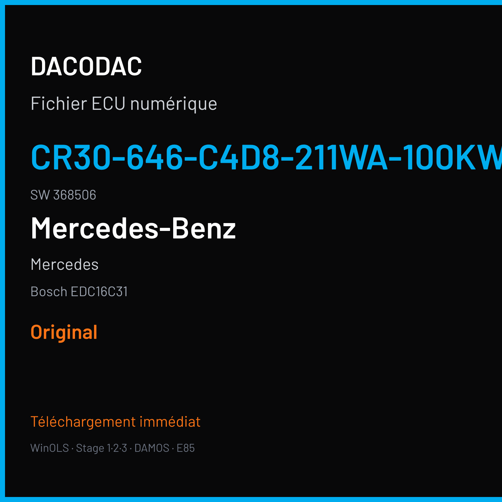 Mercedes (2004) — Bosch EDC16C31 — CR30-646-C4D8-211WA-100KW-EU3-ME-2603X003 · 368506 — Original