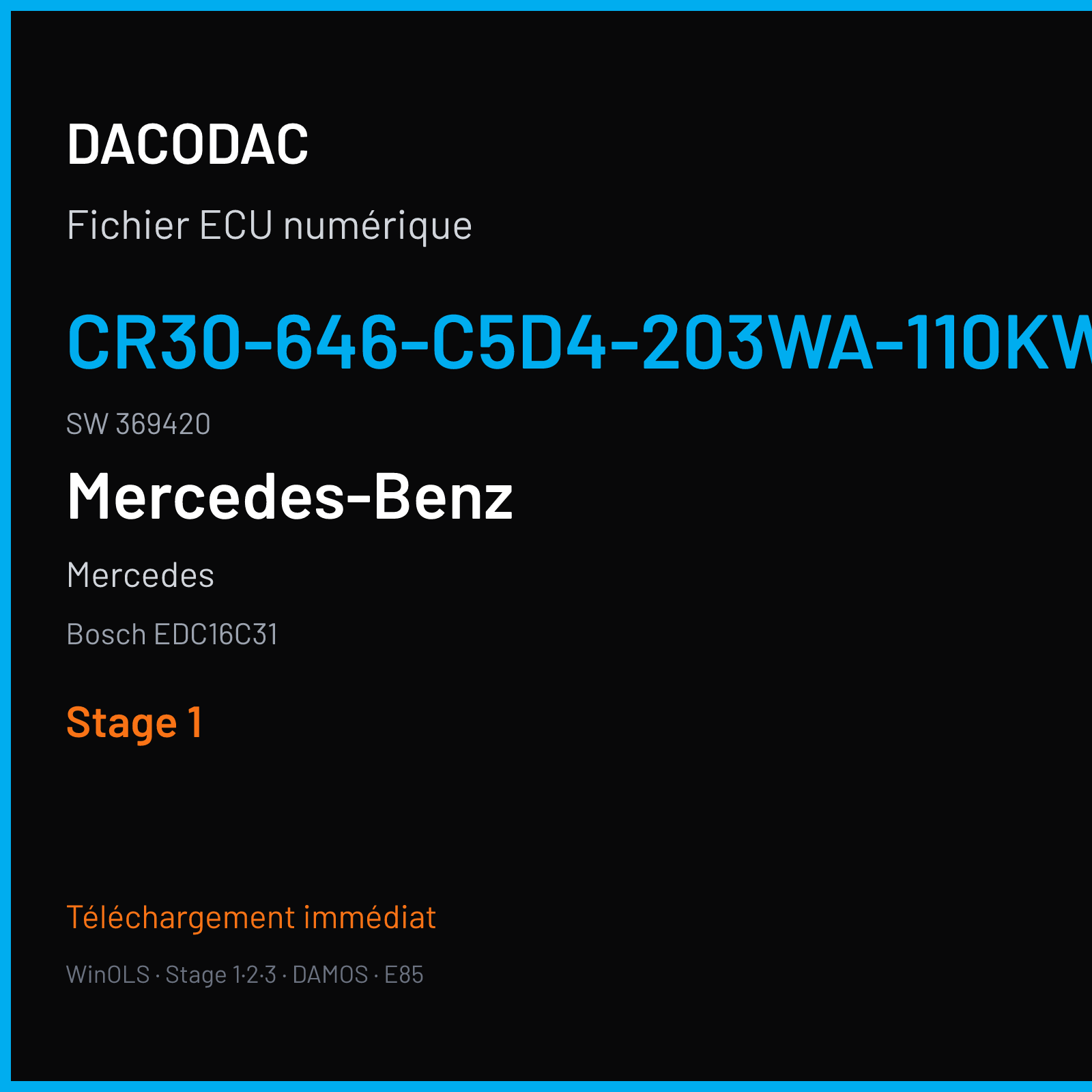Mercedes — Bosch EDC16C31 — CR30-646-C5D4-203WA-110KW-EU3-ME-3803X011 · 369420 — Stage 1