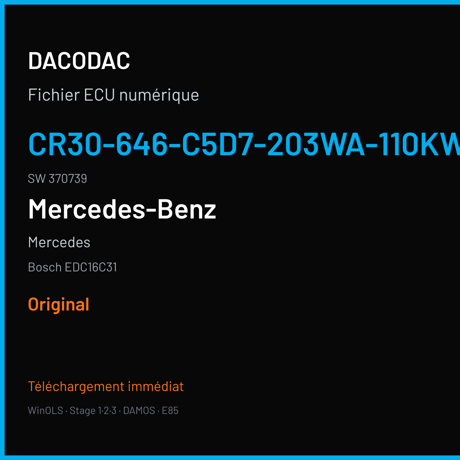 Mercedes — Bosch EDC16C31 — CR30-646-C5D7-203WA-110KW-EU3-ME-1104X013 · 370739 — Original