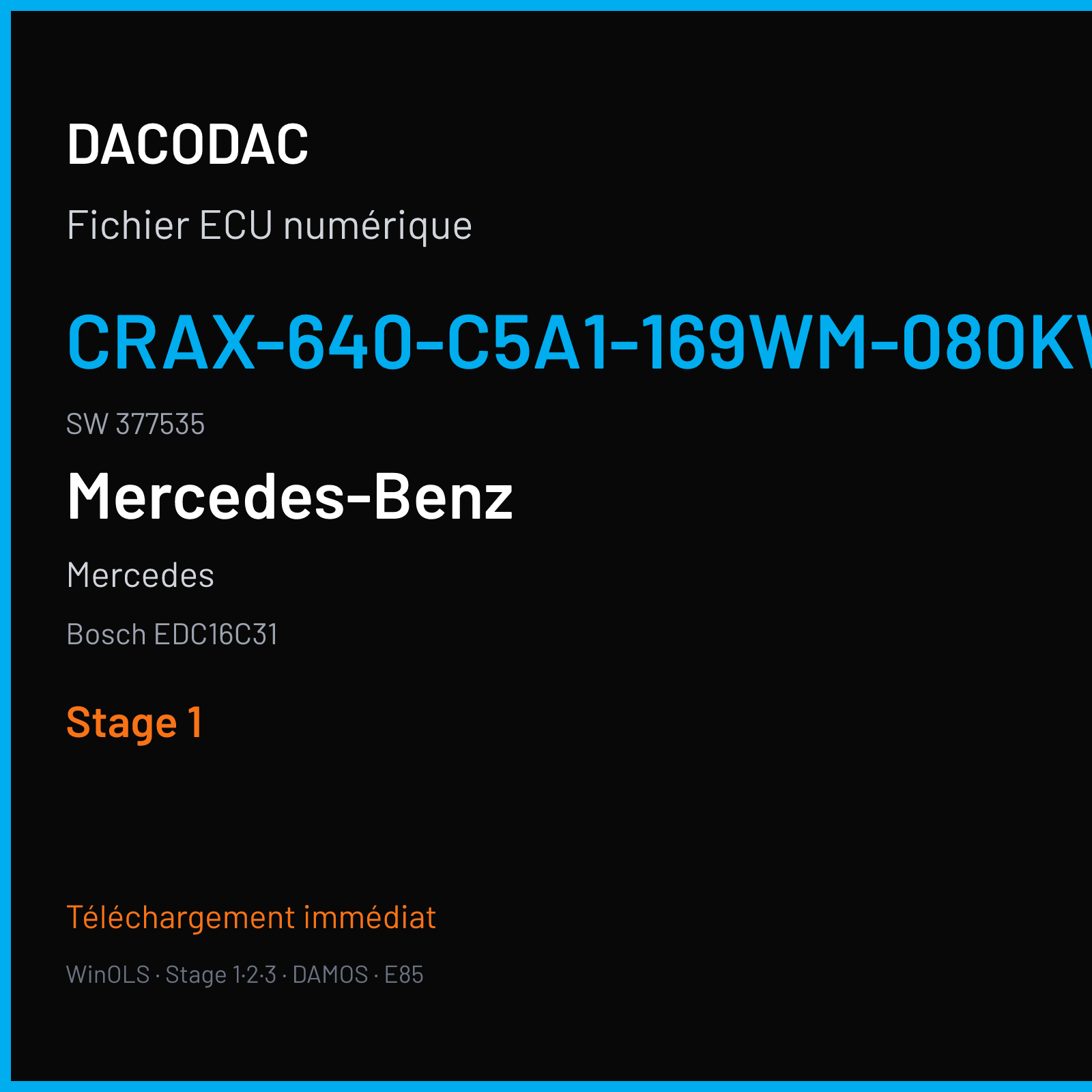 Mercedes (2002) — Bosch EDC16C31 — CRAX-640-C5A1-169WM-080KW-EU4DPF-025 · 377535 — Stage 1
