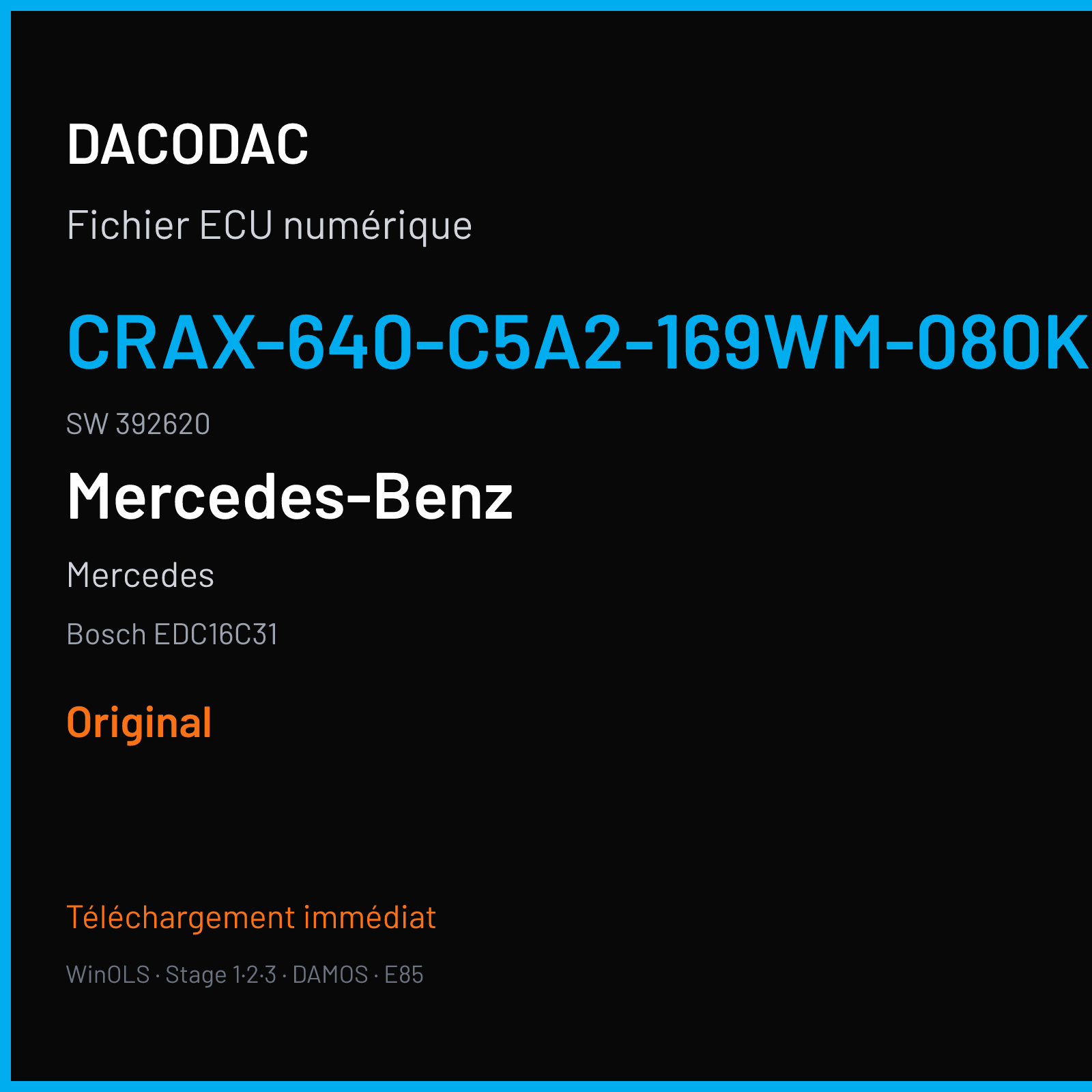Mercedes (2006) — Bosch EDC16C31 — CRAX-640-C5A2-169WM-080KW-EU4-019 · 392620 — Original