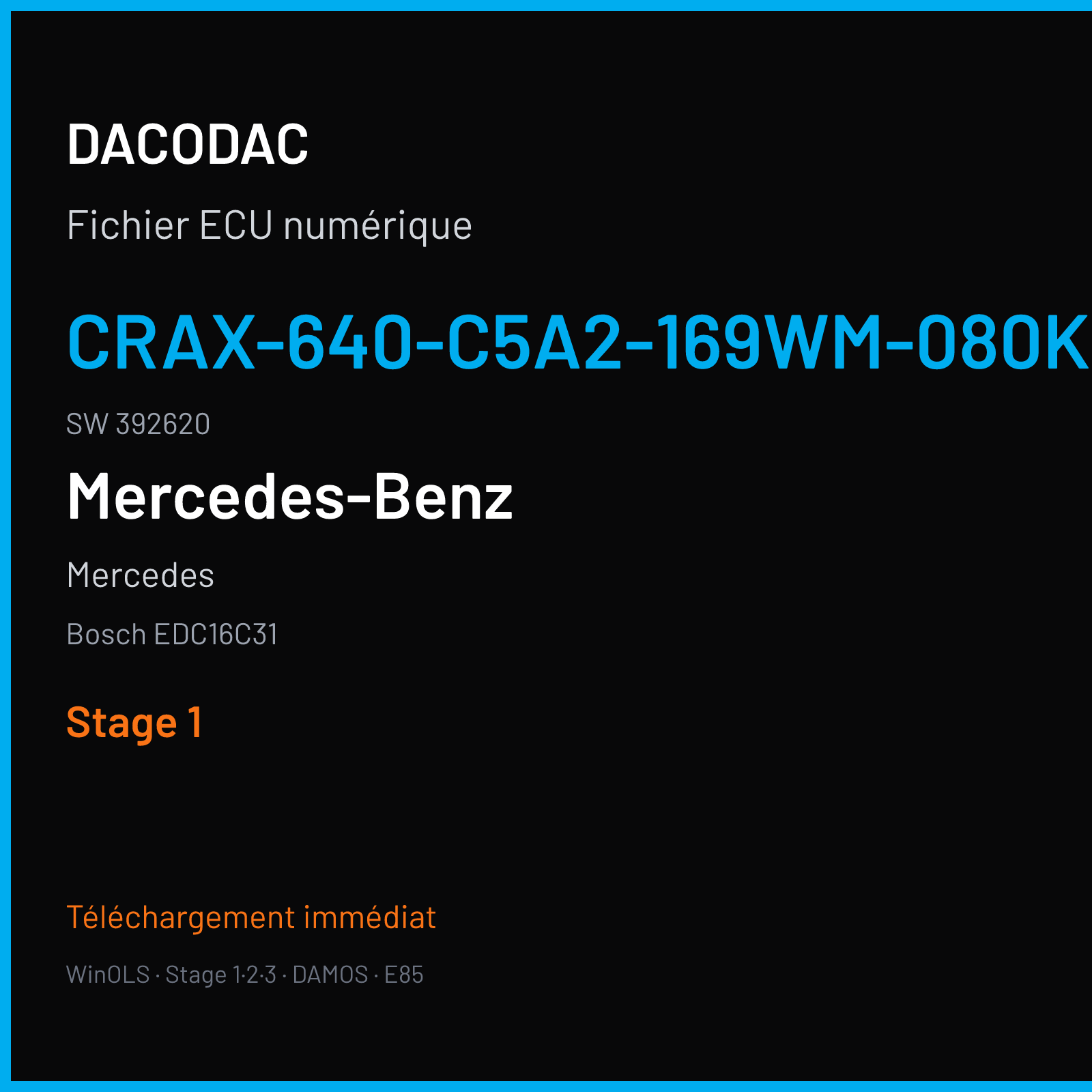 Mercedes (2006) — Bosch EDC16C31 — CRAX-640-C5A2-169WM-080KW-EU4-019 · 392620 — Stage 1