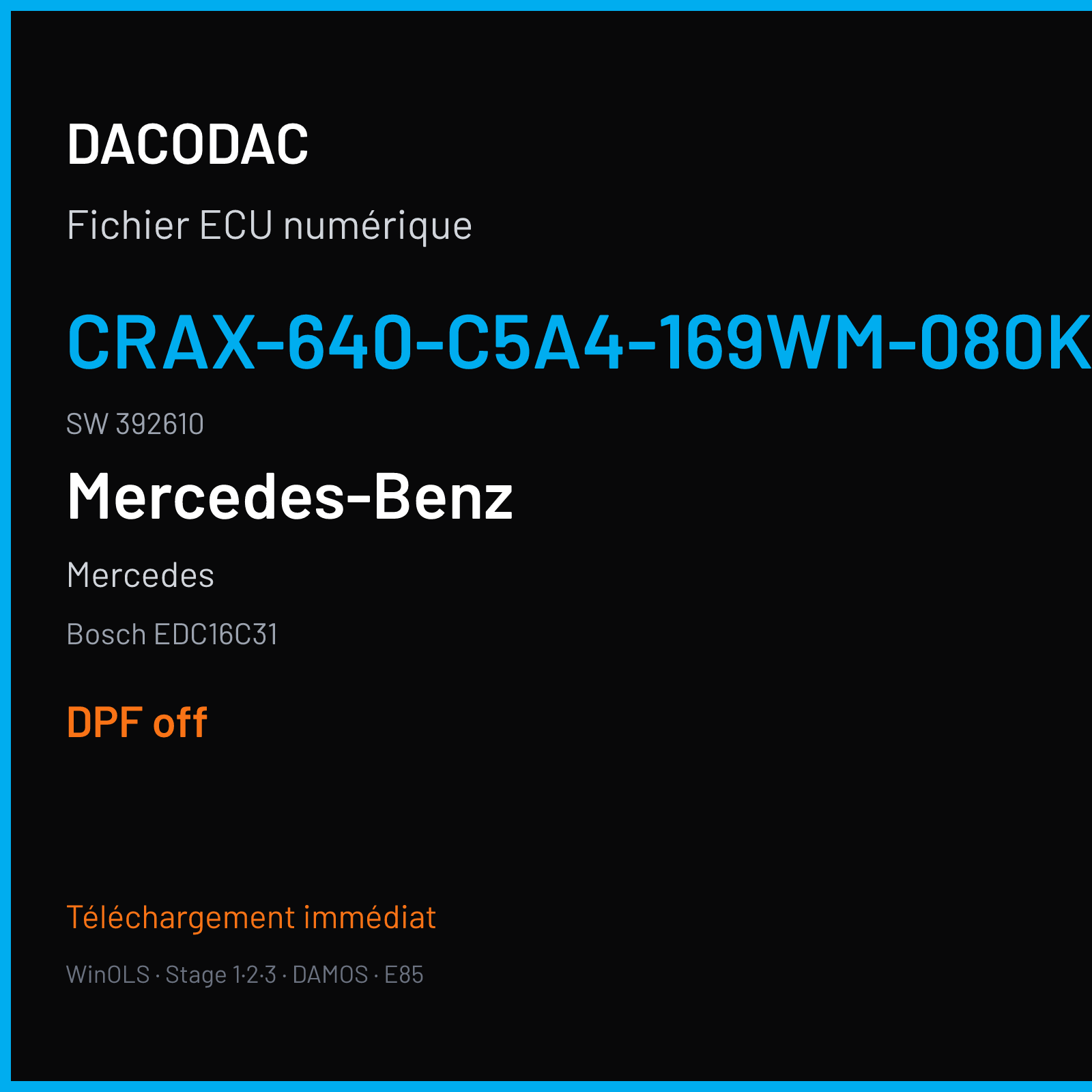 Mercedes (2008) — Bosch EDC16C31 — CRAX-640-C5A4-169WM-080KW-EU4DPF-030 · 392610 — DPF off