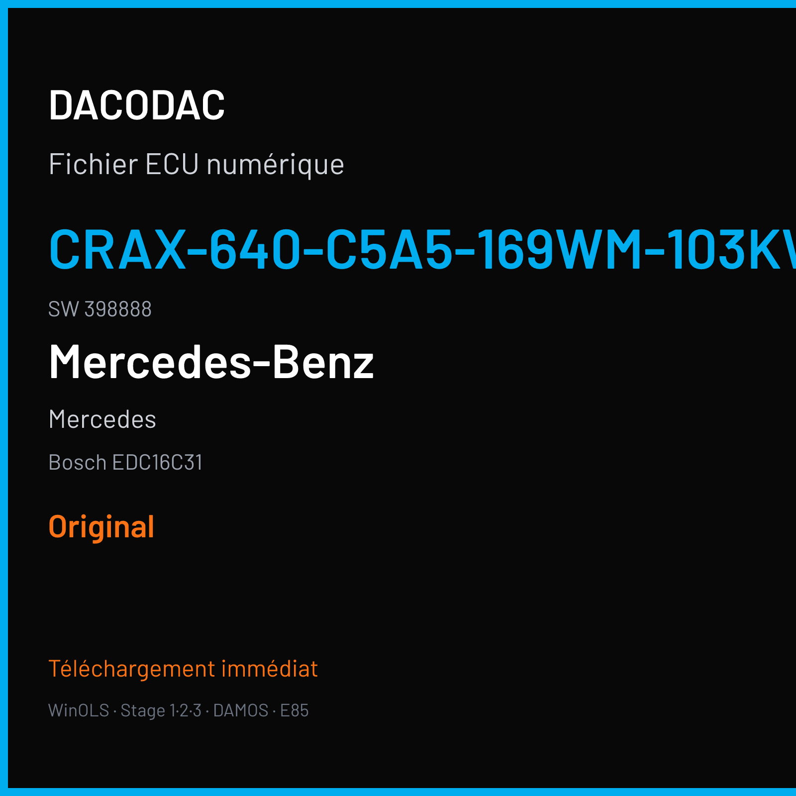 Mercedes — Bosch EDC16C31 — CRAX-640-C5A5-169WM-103KW-EU4DPF-032 · 398888 — Original