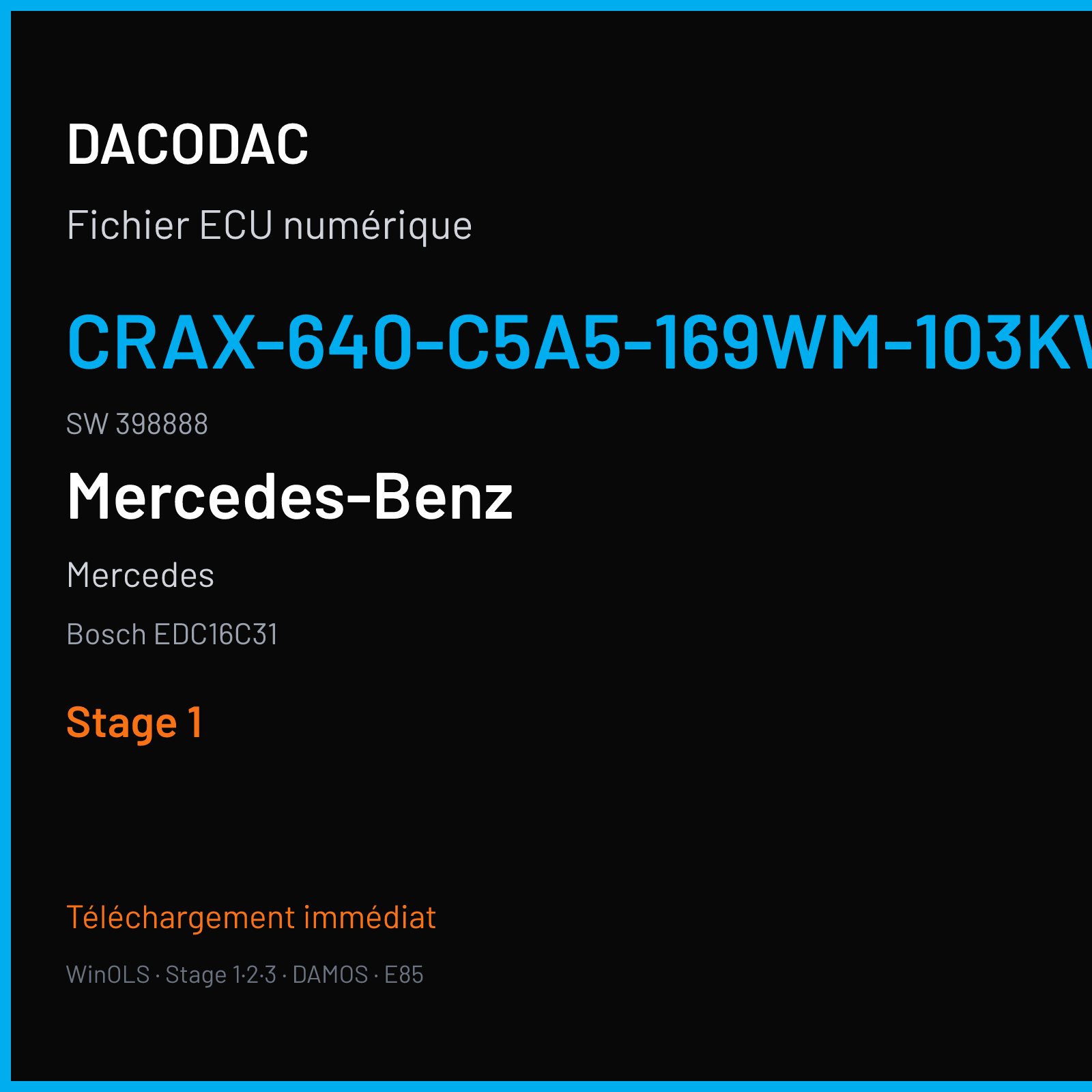 Mercedes — Bosch EDC16C31 — CRAX-640-C5A5-169WM-103KW-EU4DPF-032 · 398888 — Stage 1