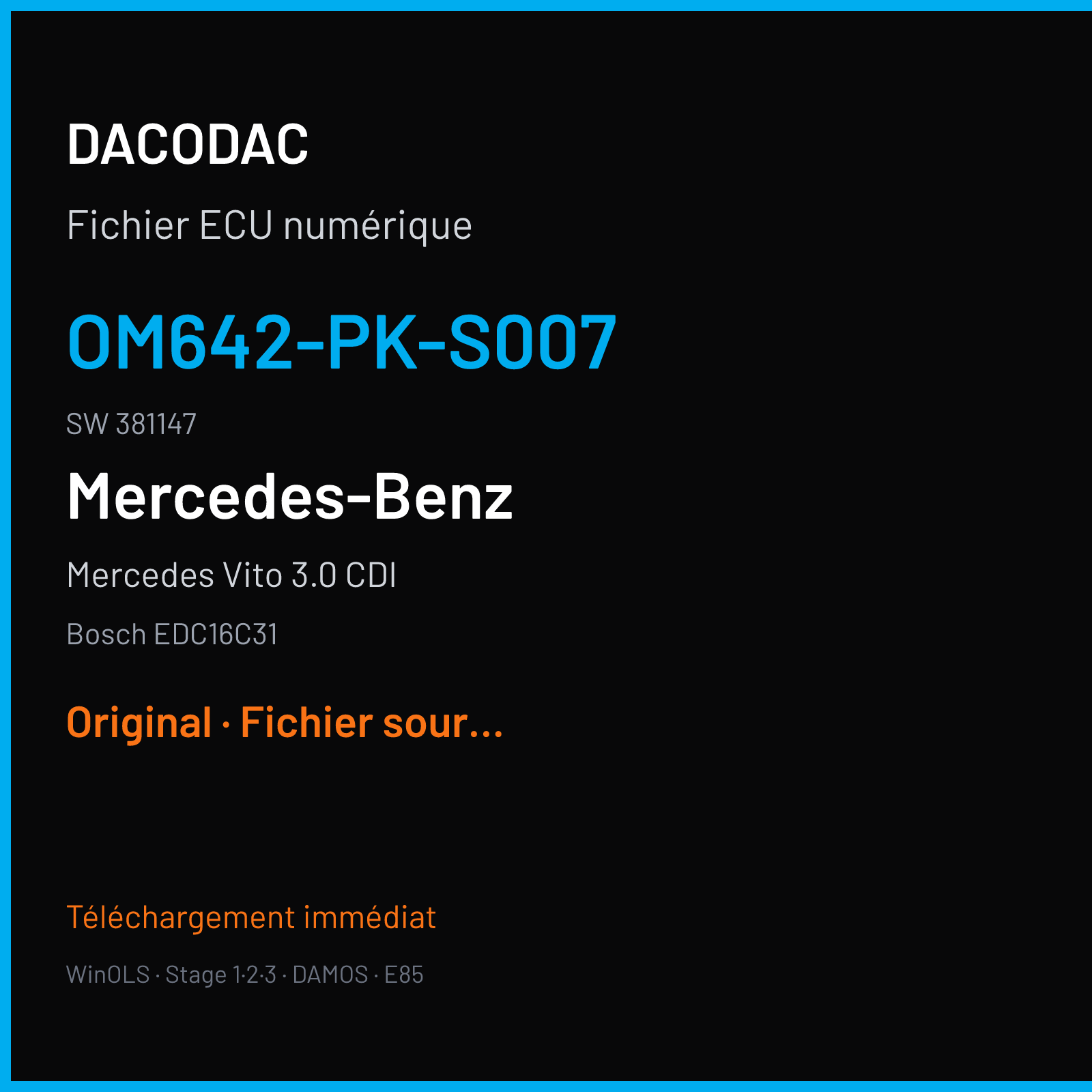 Mercedes Vito 3.0 CDI (2005) — Bosch EDC16C31 — OM642-PK-S007 · 381147 — Original