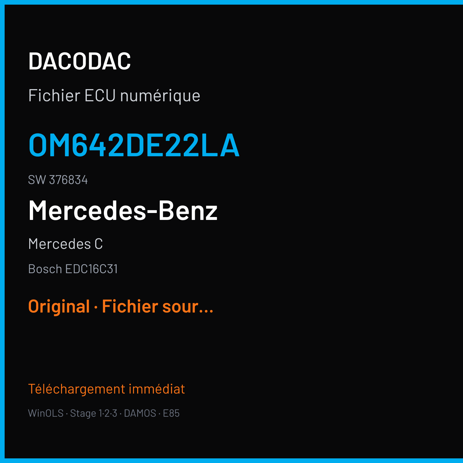 Mercedes C (2005) — Bosch EDC16C31 — om642de22la · 376834 — Original