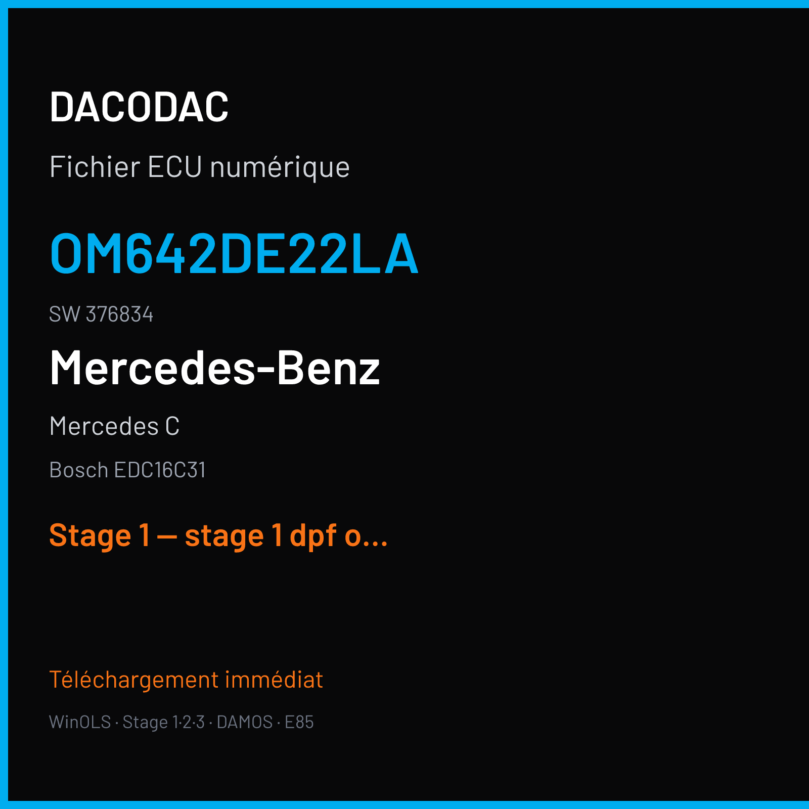 Mercedes C (2005) — Bosch EDC16C31 — om642de22la · 376834 — Stage 1 — stage 1 dpf off