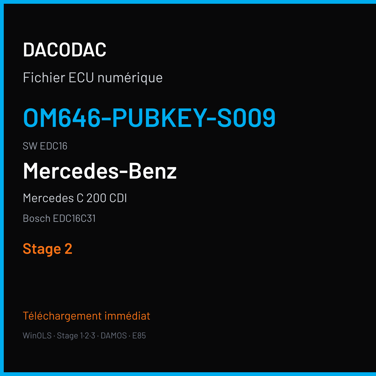 Mercedes C 200 CDI 122 ch (2004) — Bosch EDC16C31 — OM646-PubKey-S009 · EDC16 · 366670 — Stage 2