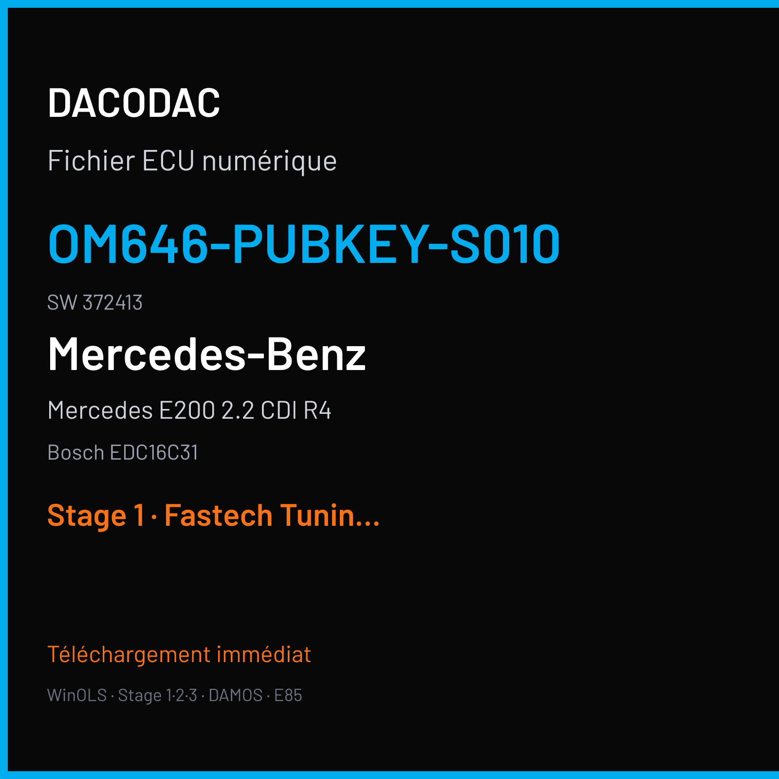 Mercedes E200 2.2 CDI R4 (2005) — Bosch EDC16C31 — OM646-PubKey-S010 · 372413 — Stage 1