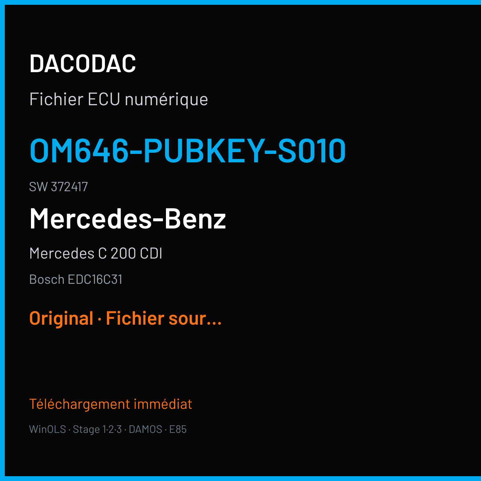 Mercedes C 200 CDI (2005) — Bosch EDC16C31 — OM646-PubKey-S010 · 372417 — Original