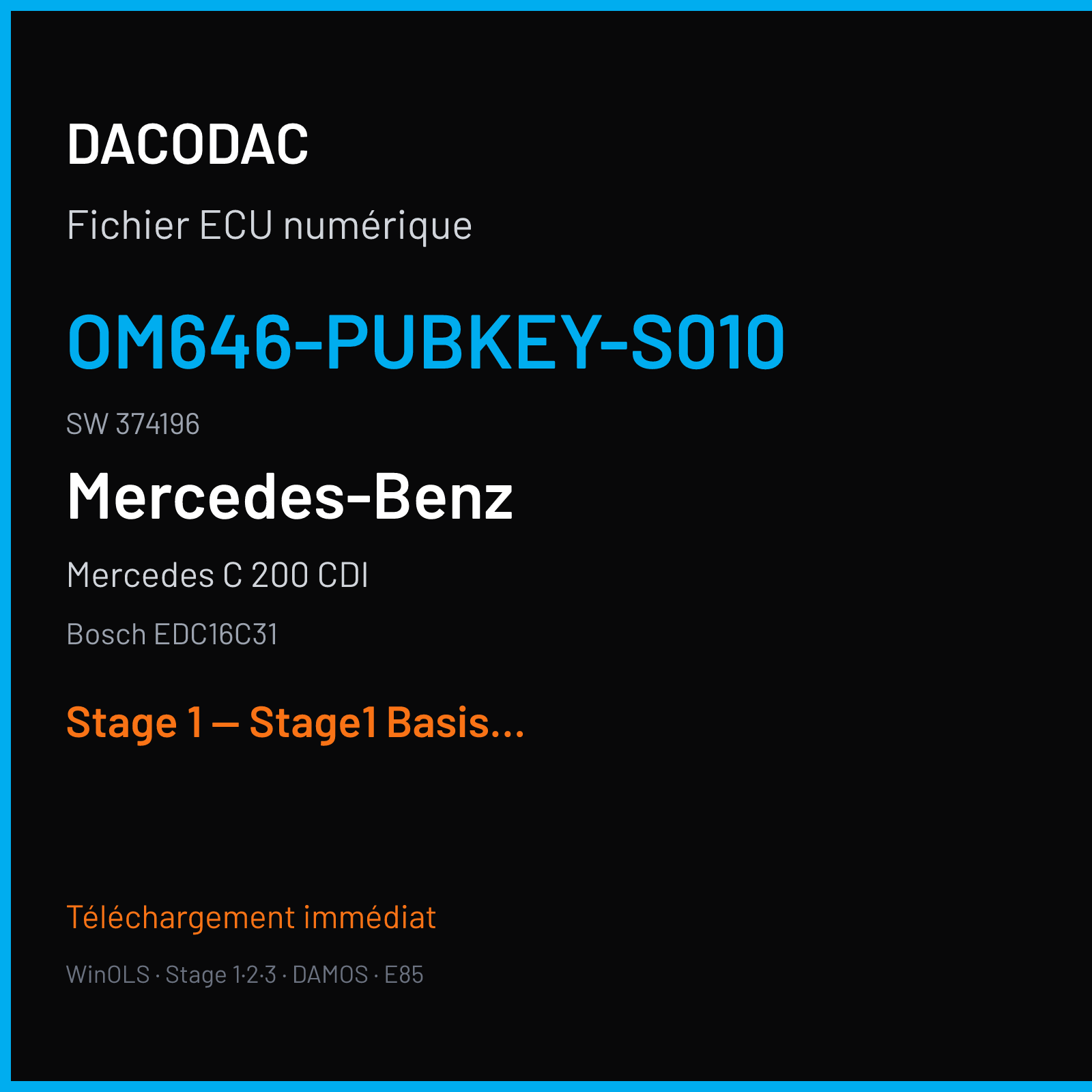 Mercedes C 200 CDI (2006) — Bosch EDC16C31 — OM646-PubKey-S010 · 374196 — Stage 1 — Stage1 Basis Plus Mod2