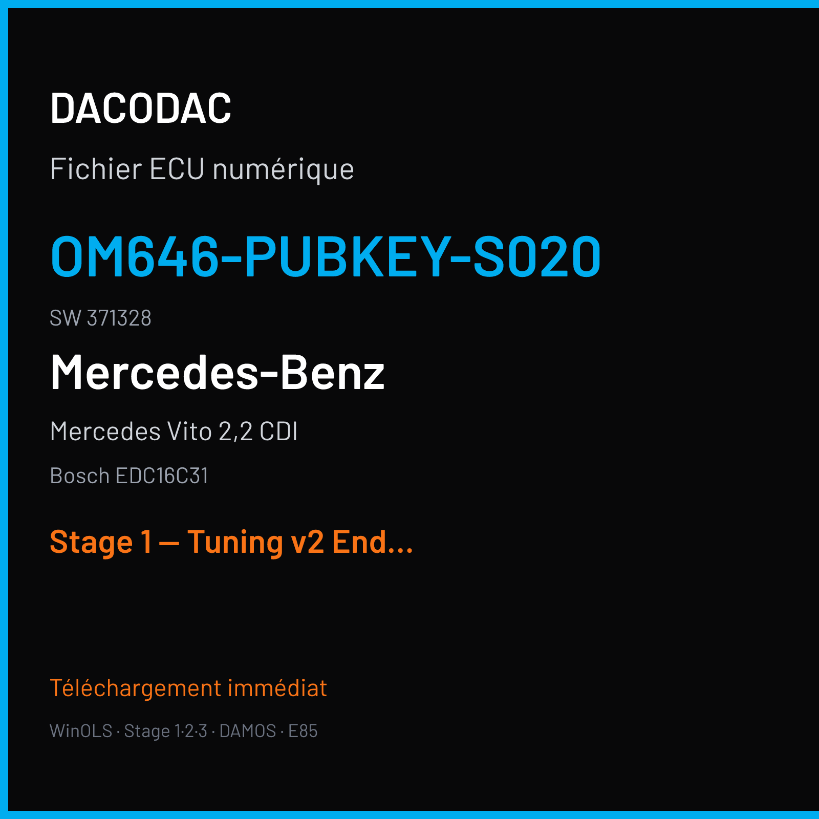 Mercedes Vito 2,2 CDI — Bosch EDC16C31 — OM646-PubKey-S020 · 371328 — Stage 1 — Tuning v2 End