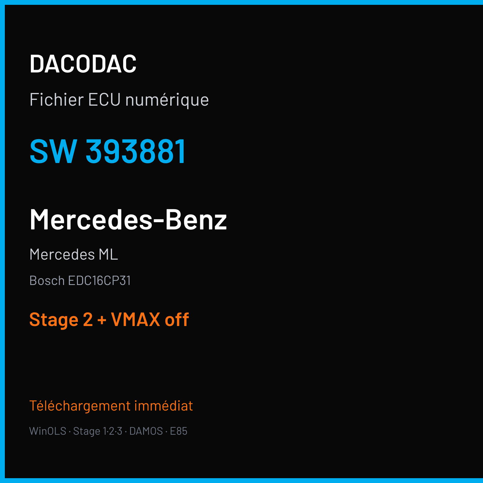 Mercedes ML (2008) — Bosch EDC16CP31 — 393881 — Stage 2 + VMAX off
