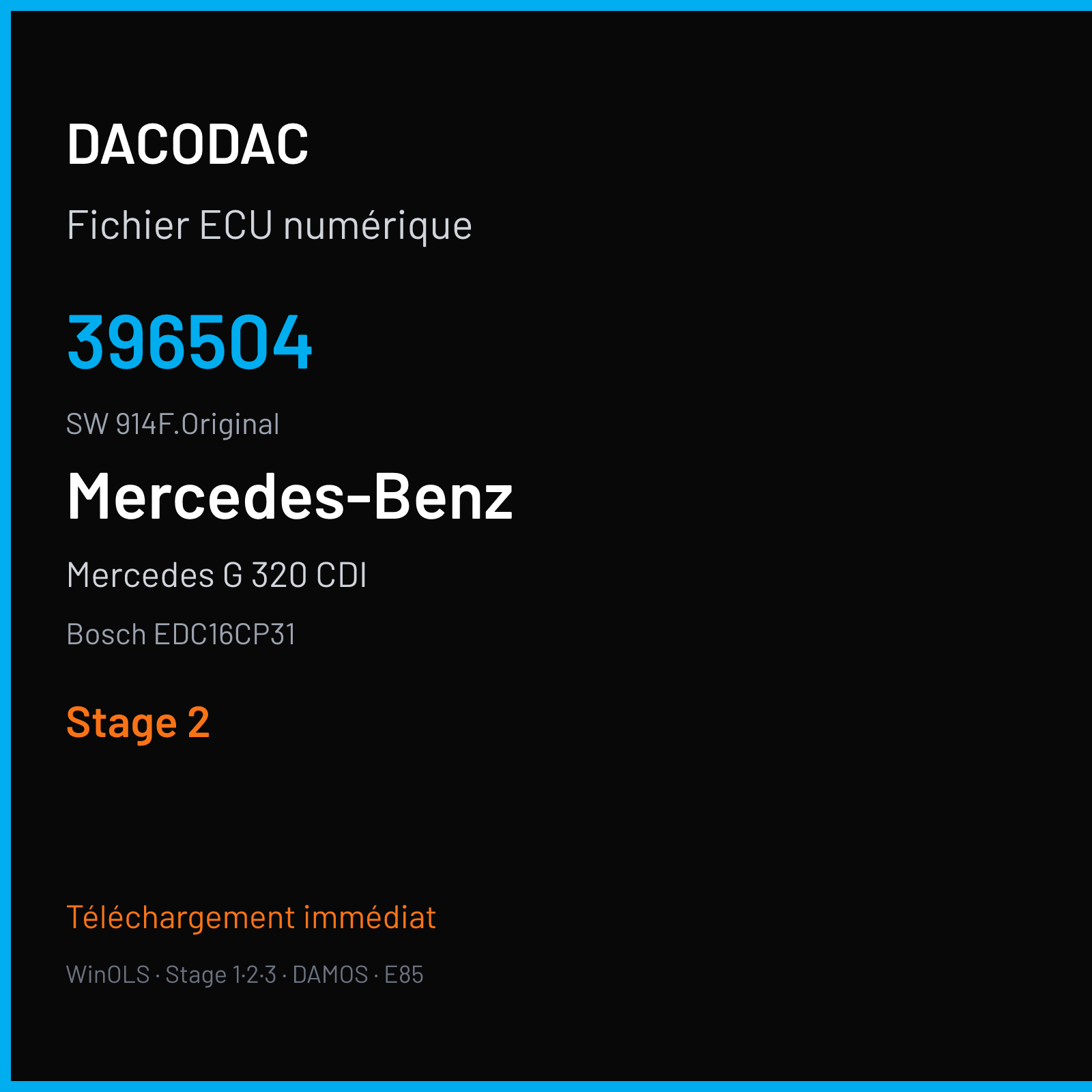 Mercedes G 320 CDI 224 ch (2007) — Bosch EDC16CP31 — 396504 · 914F.Original — Stage 2