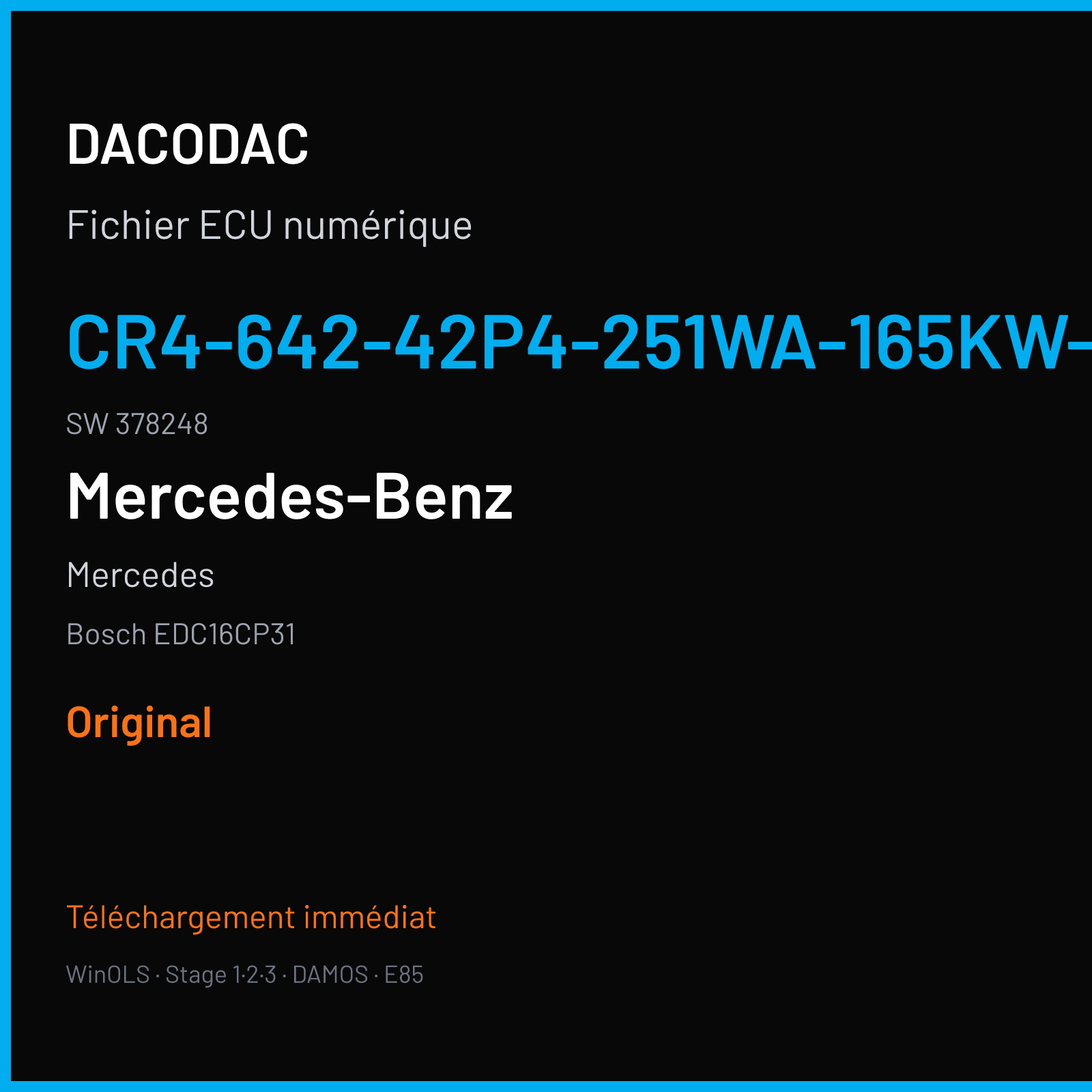 Mercedes (2005) — Bosch EDC16CP31 — CR4-642-42P4-251WA-165KW-PT2R05DDJ-DPF-4305X040ME · 378248 — Original