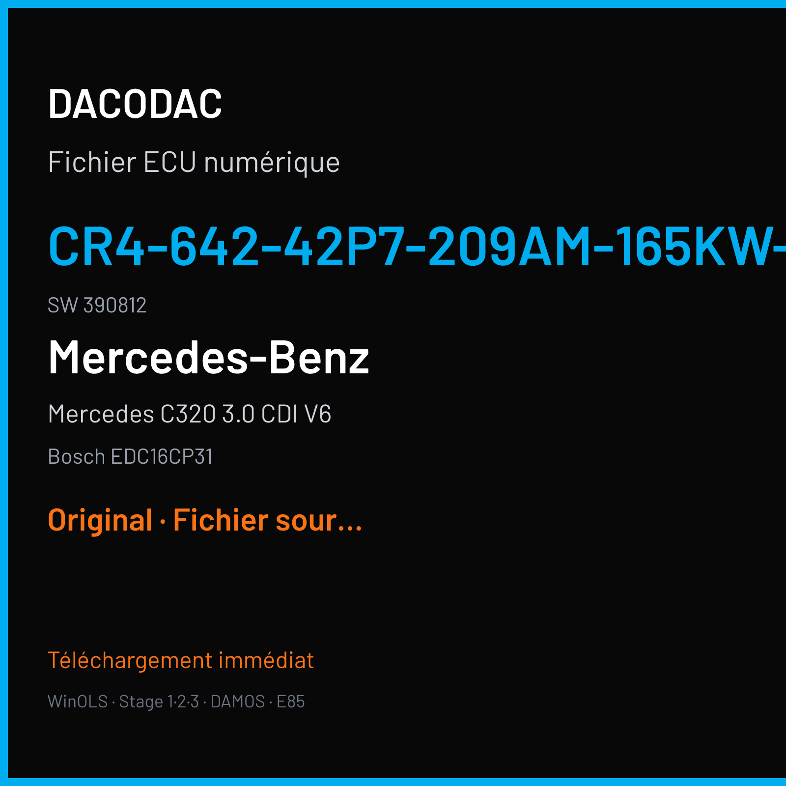 Mercedes C320 3.0 CDI V6 (2004) — Bosch EDC16CP31 — CR4-642-42P7-209AM-165kW-PT2R0 · 390812 — Original