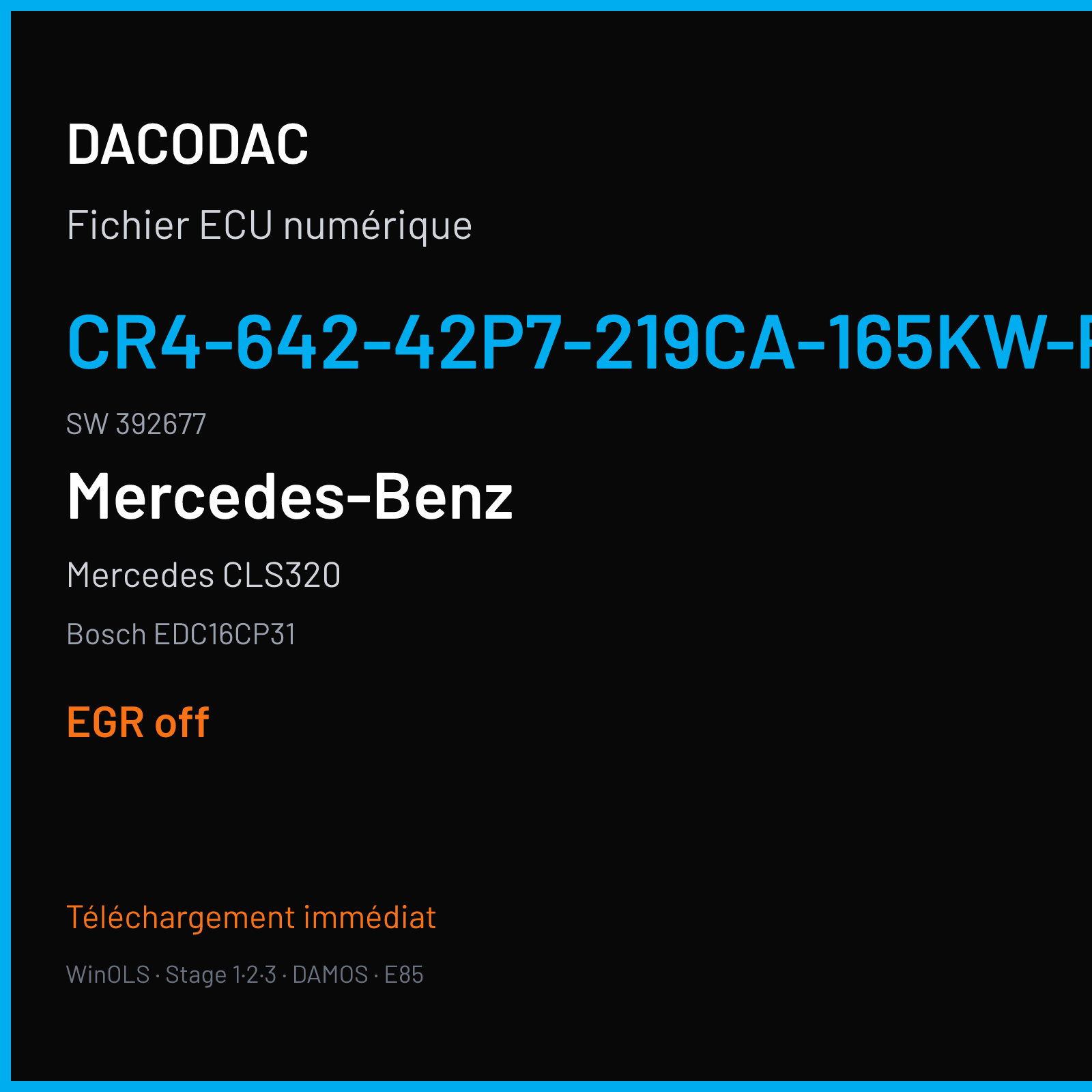 Mercedes CLS320 (2006) — Bosch EDC16CP31 — CR4-642-42P7-219CA-165KW-PT2R05-LR-4207X064BME · 392677 — EGR off