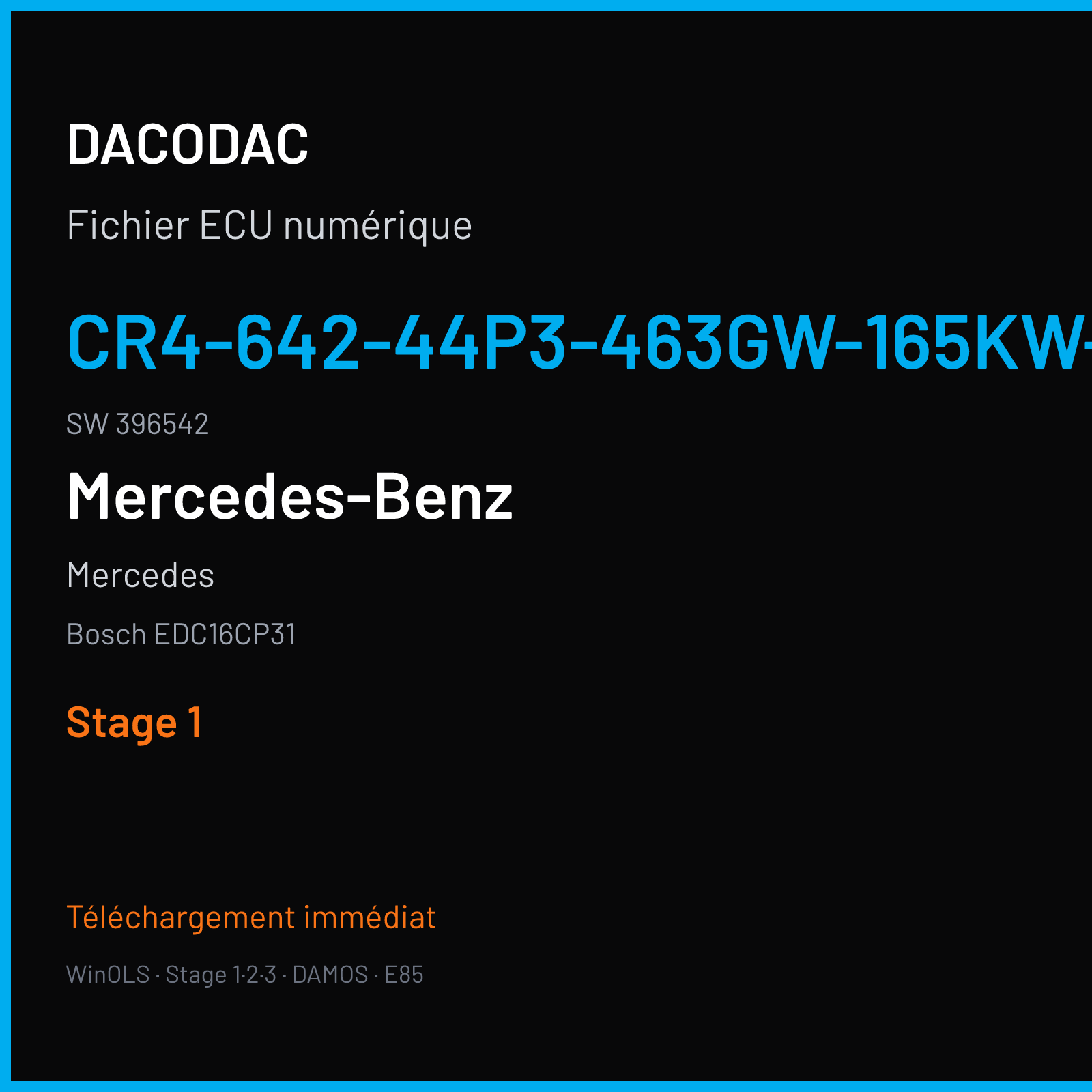 Mercedes (2009) — Bosch EDC16CP31 — CR4-642-44P3-463GW-165KW-ECES3ATL-DPF-LV-1807X018 · 396542 — Stage 1