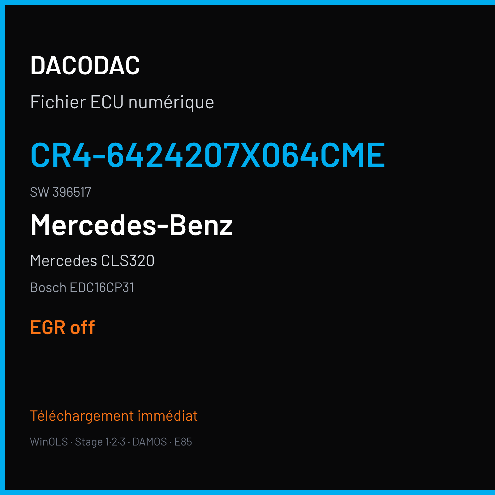 Mercedes CLS320 (2009) — Bosch EDC16CP31 — CR4-6424207X064CME · 396517 — EGR off