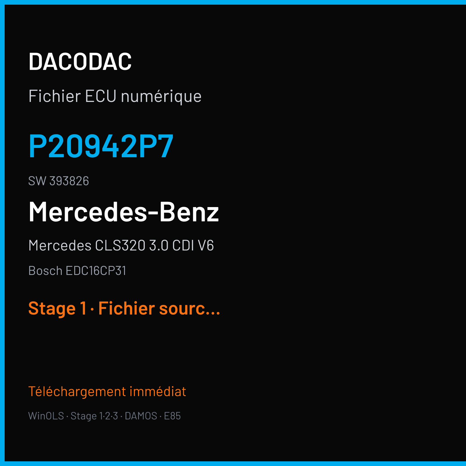 Mercedes CLS320 3.0 CDI V6 (2006) — Bosch EDC16CP31 — P20942P7 · 393826 — Stage 1